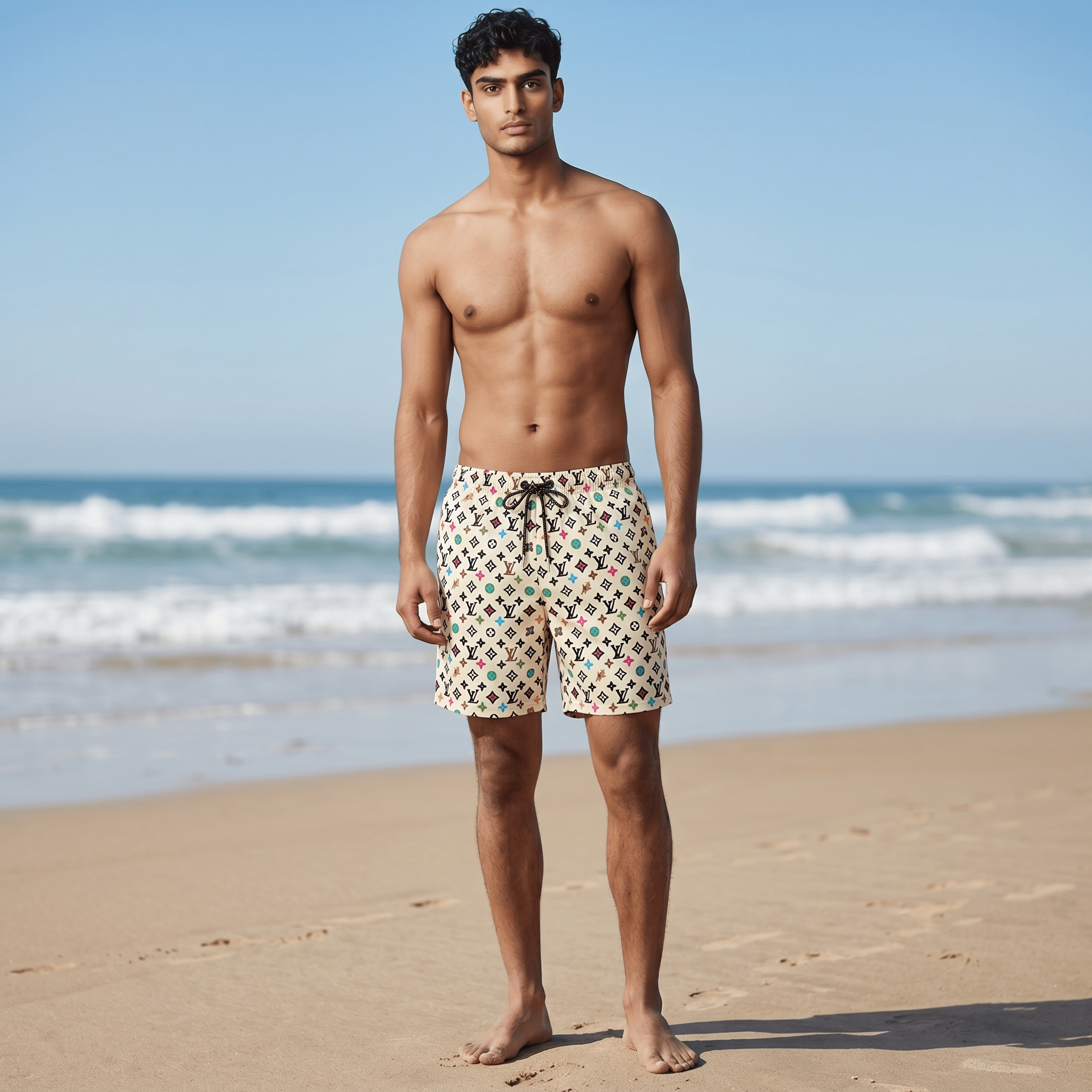 Louis Vuitton Monogram Multicolor White Swim Shorts β Summer Luxury Statement π€π