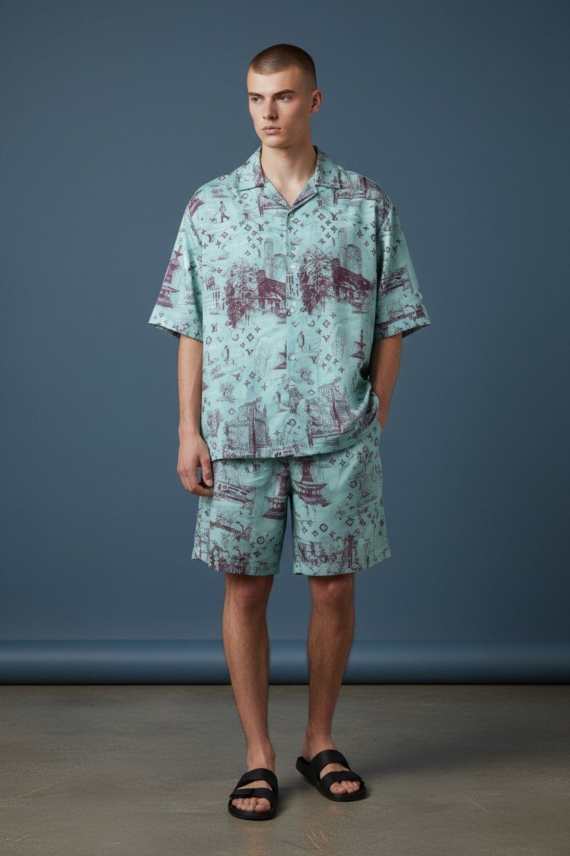 Louis Vuitton Monogram Resort Co-Ord Set for Men β Mint Green Luxury Summer Outfit π΄β¨