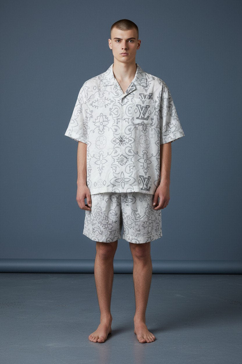 Louis Vuitton Monogram Resort Set β White Luxury Summer Co-Ord for Men π€π΄