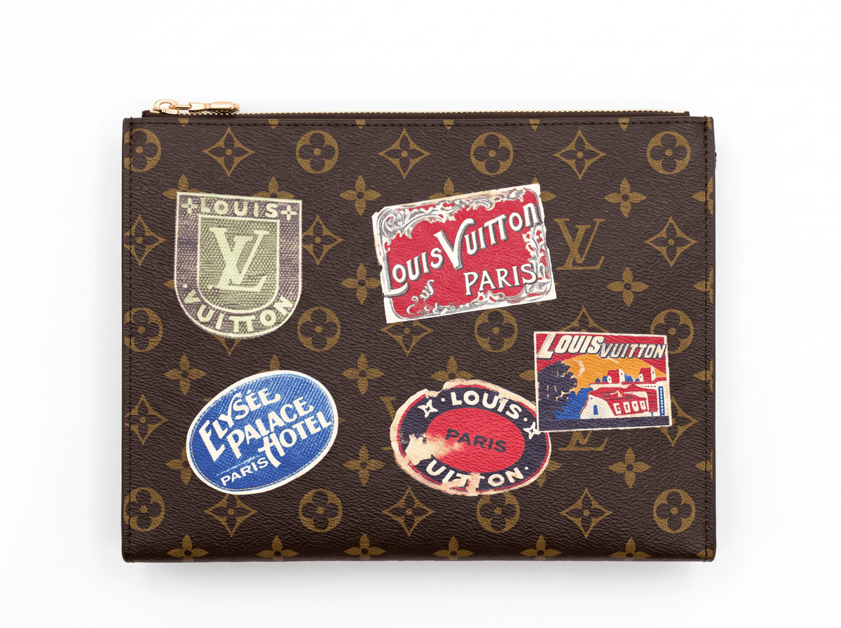 ✨ Louis Vuitton Monogram Travel Sticker Pochette – Brown