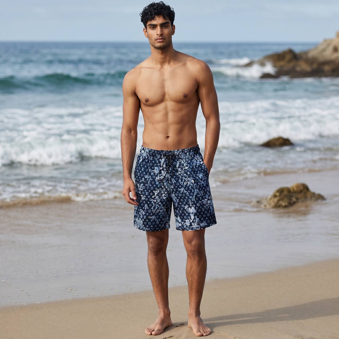 Louis Vuitton Navy Monogram Swim Shorts 🩳 | LV Floral Fade Luxury Beachwear