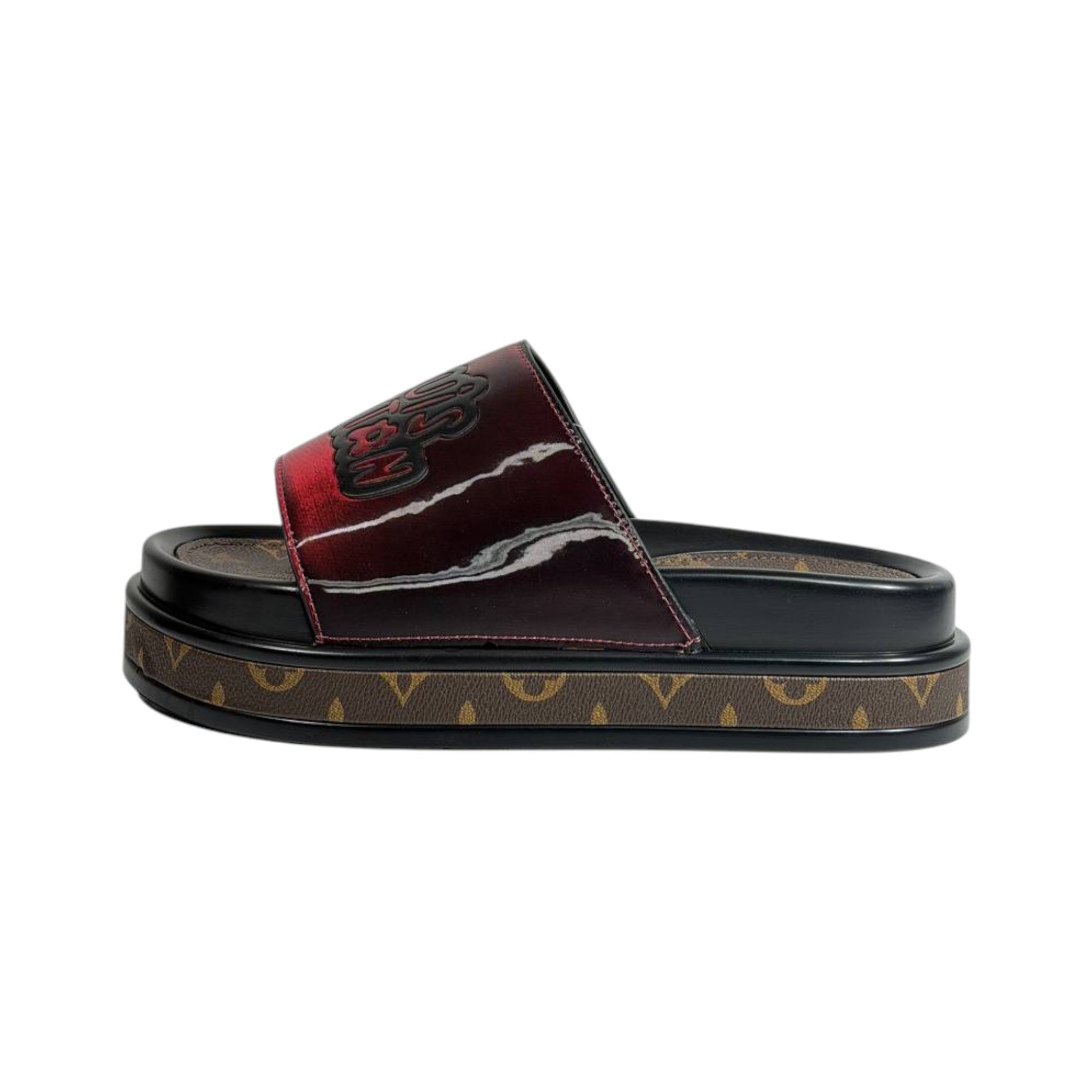 Louis Vuitton Red Platform Slides – Luxury Monogram Statement Sandals ❤️👡