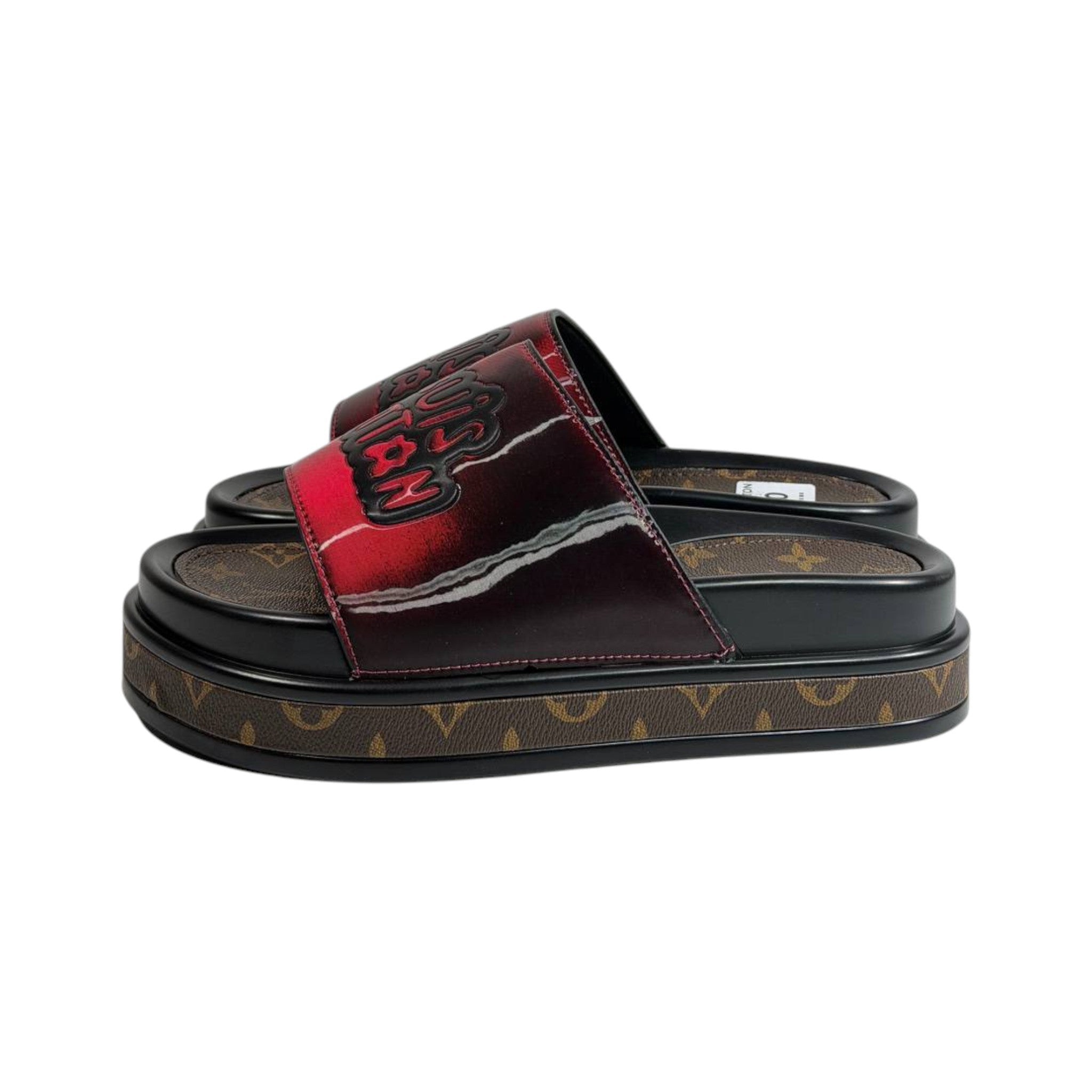 Louis Vuitton Red Platform Slides – Luxury Monogram Statement Sandals ❤️👡