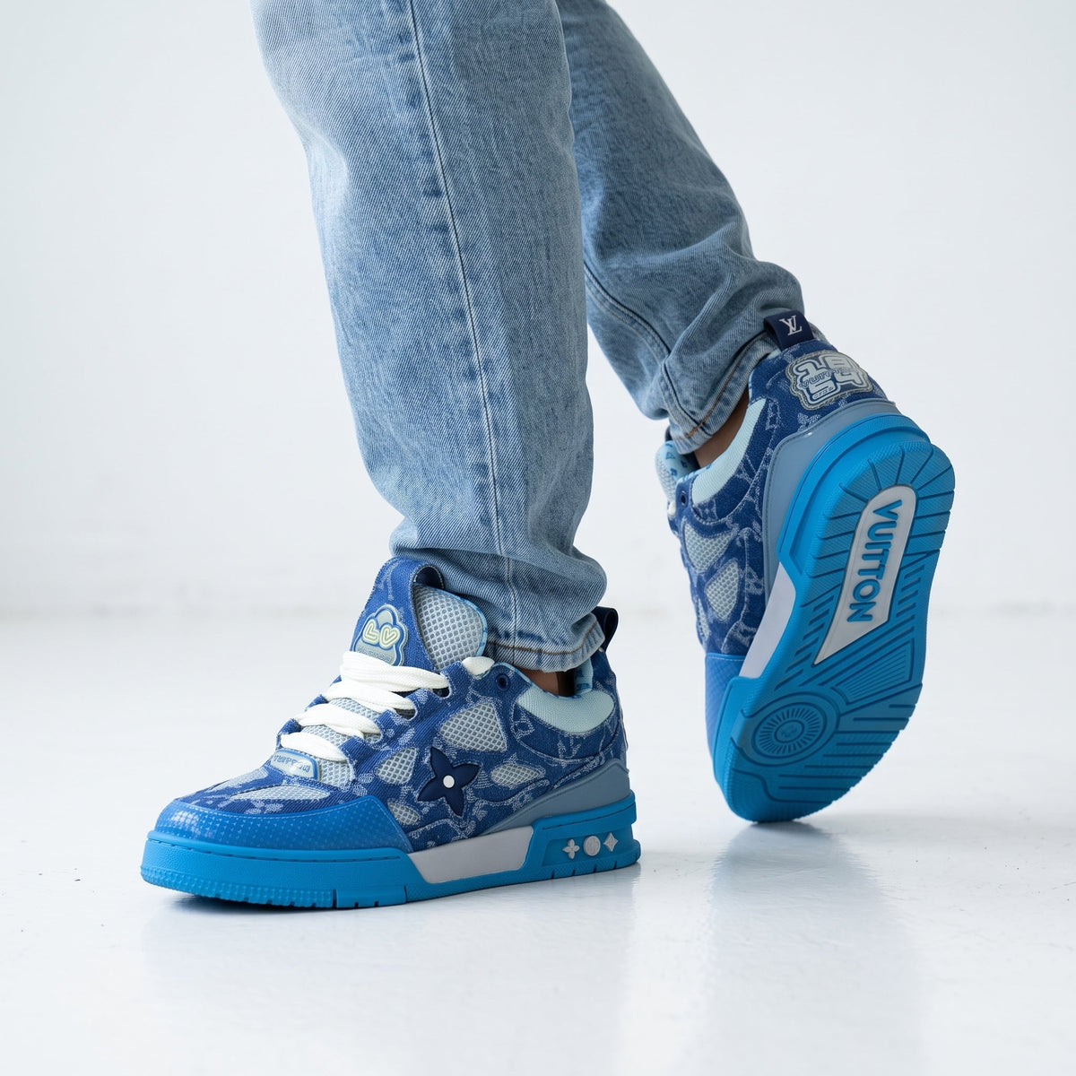 Louis Vuitton Trainer Monogram Sneakers β Blue