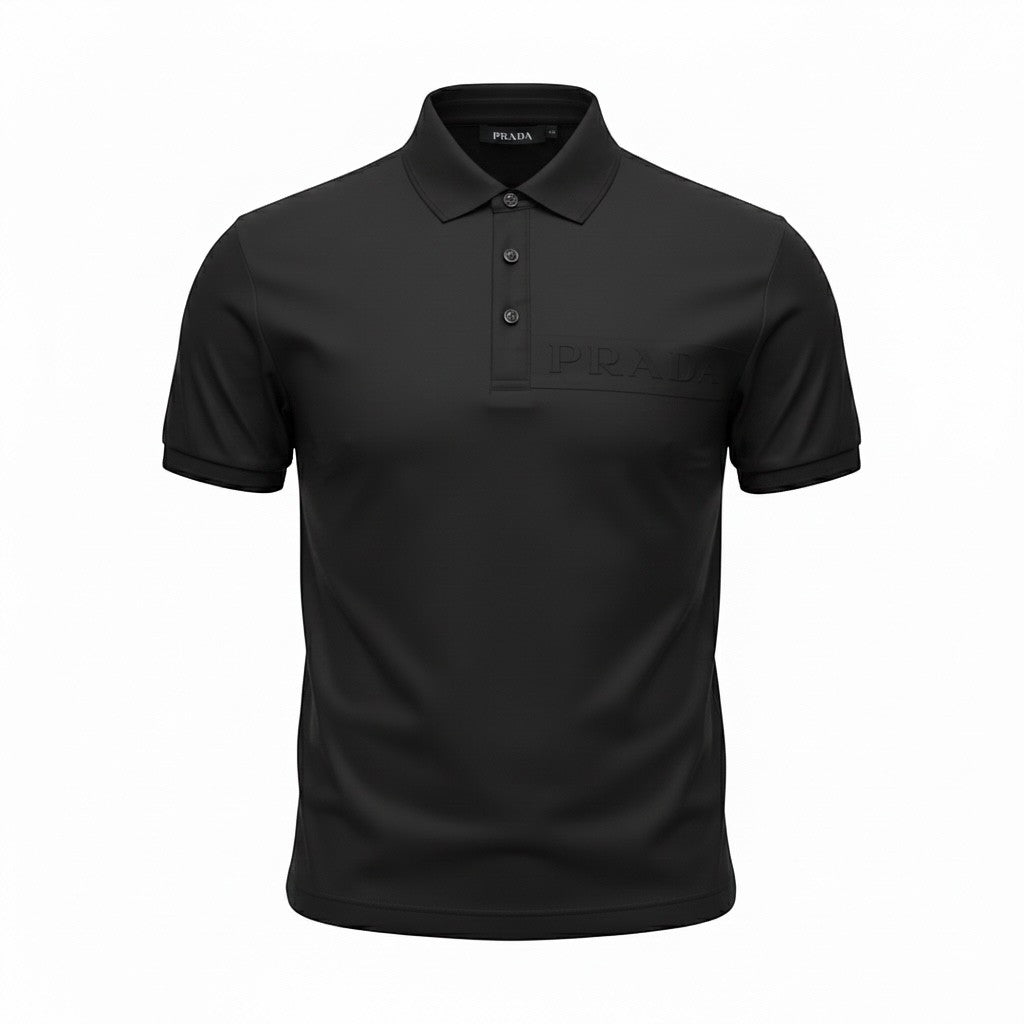 Prada Black Polo Shirt π€β‘ Embossed Logo Edition