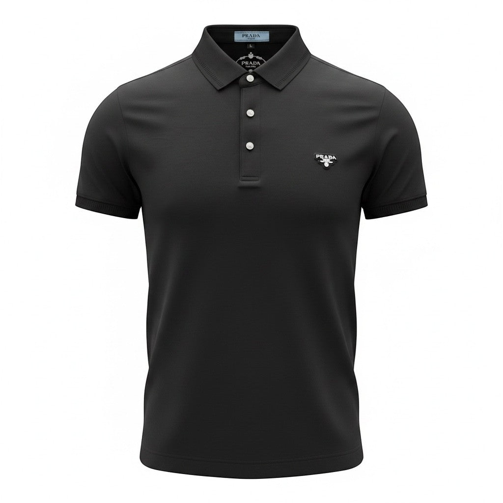 Prada Black Polo Shirt π€β¨ Classic Logo Edition
