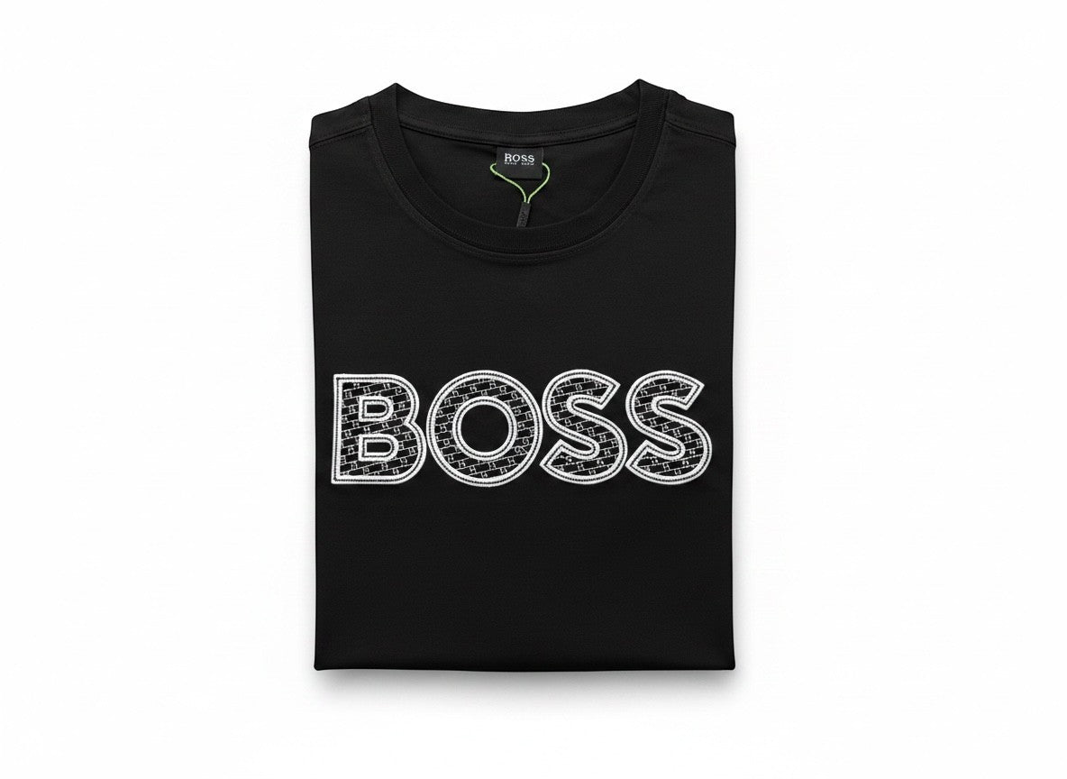 Boss Textured Logo T Shirt