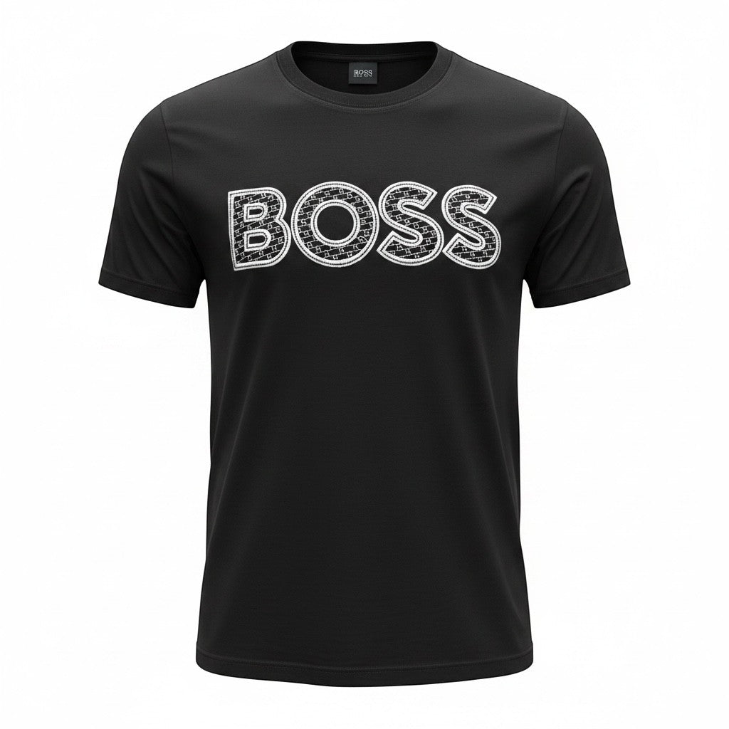Boss Textured Logo T Shirt