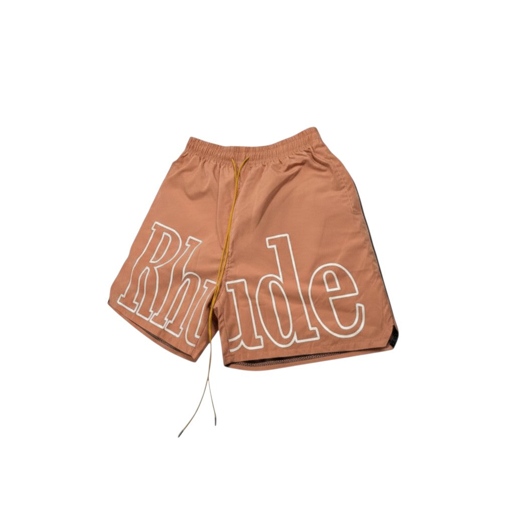 Rhude Brown Swim Shorts – Signature Oversized Logo
