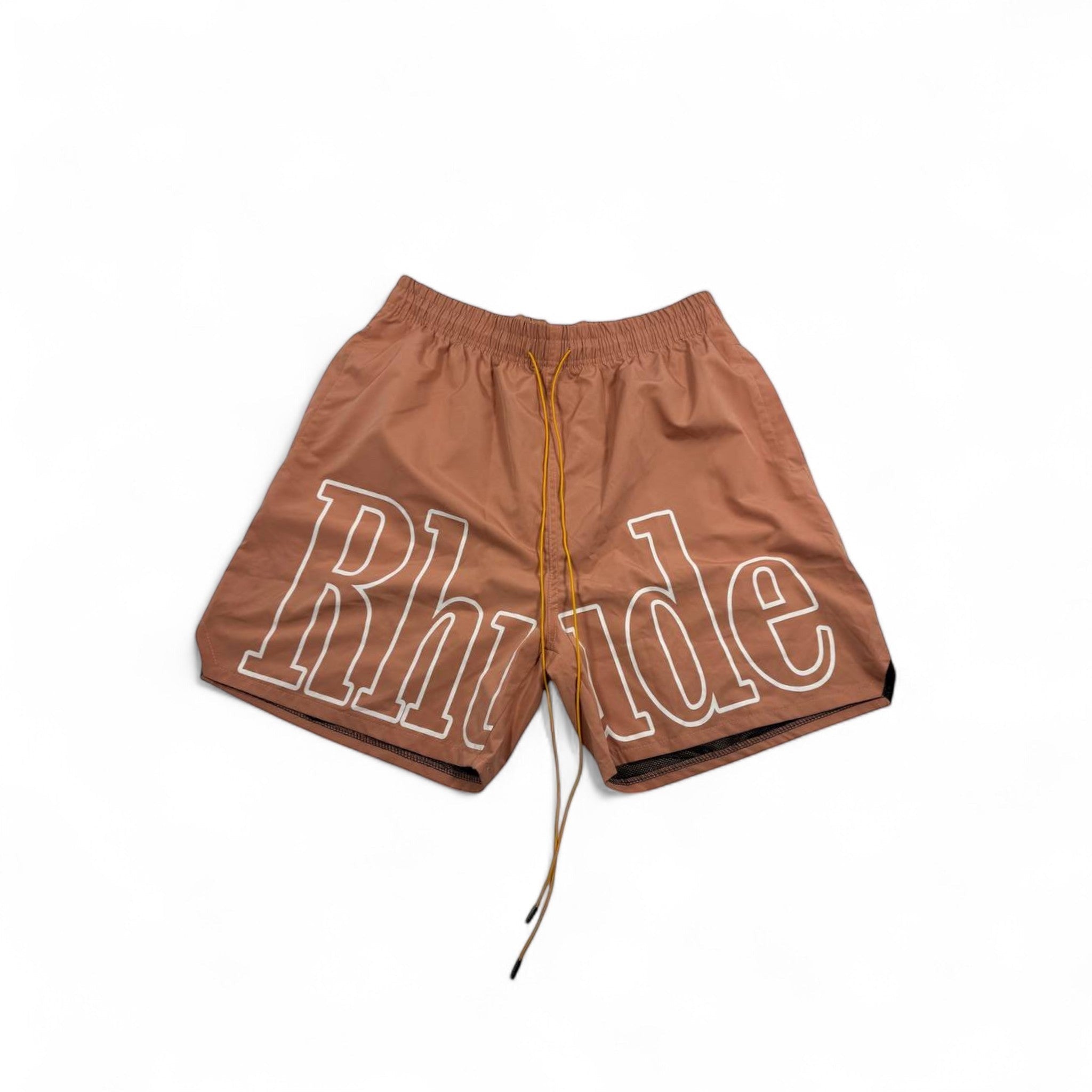 Rhude Brown Swim Shorts – Signature Oversized Logo