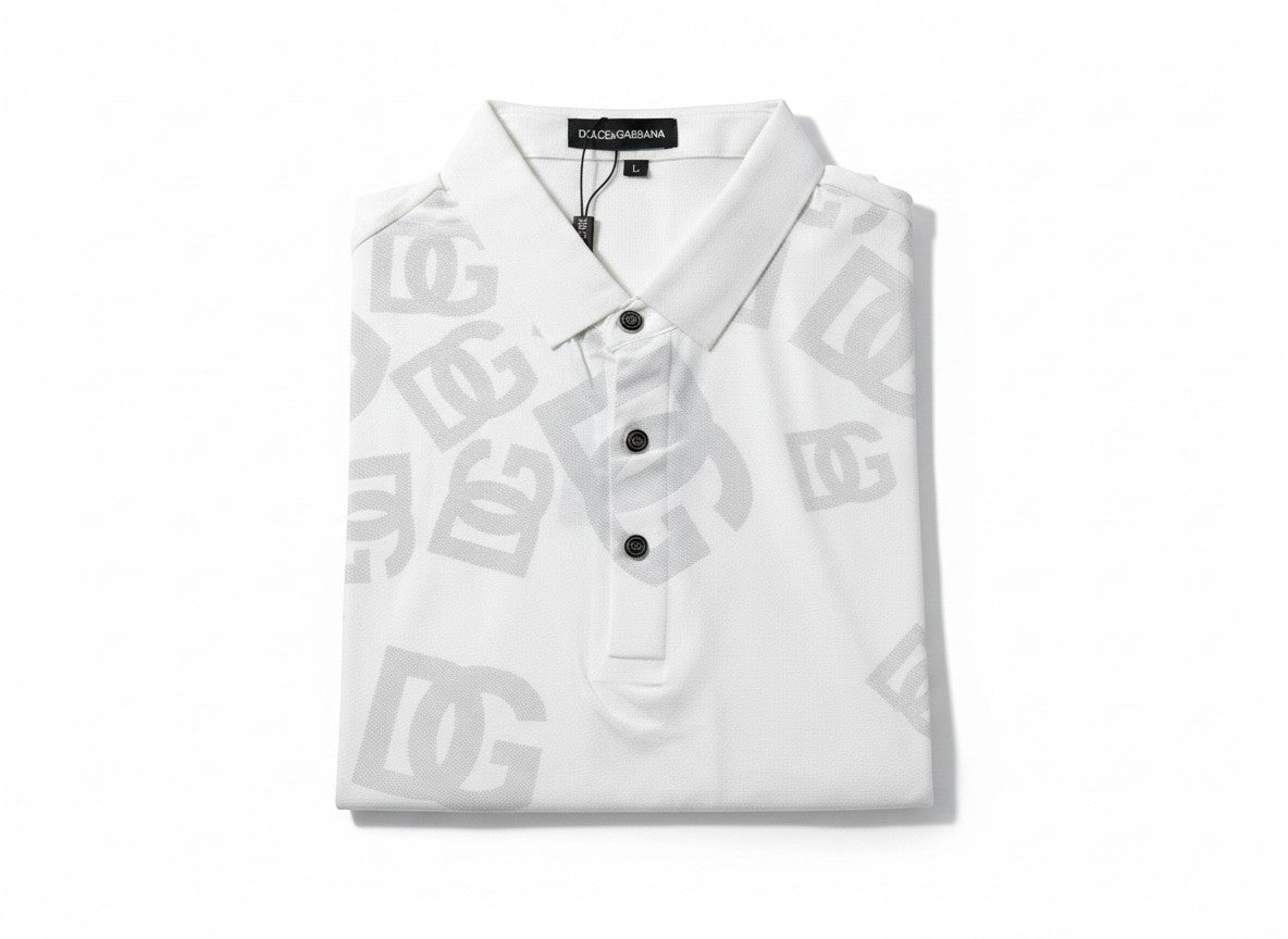 Dolce & Gabbana White Polo Shirt π€β¨ Monogram Print Edition