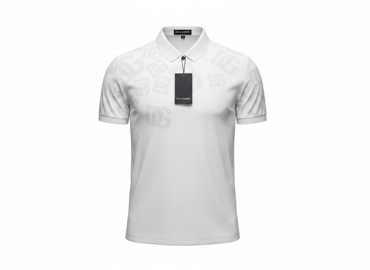 Dolce & Gabbana White Polo Shirt π€β¨ Monogram Print Edition