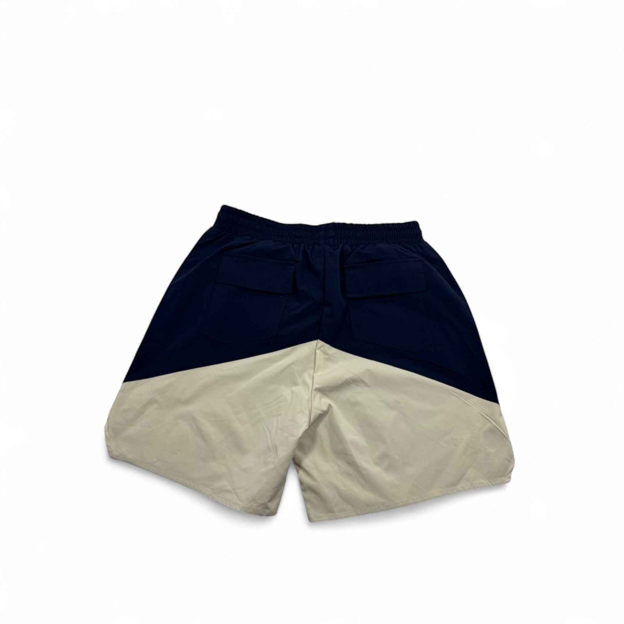 Rhude Panel Logo Swim Shorts – Navy & Cream