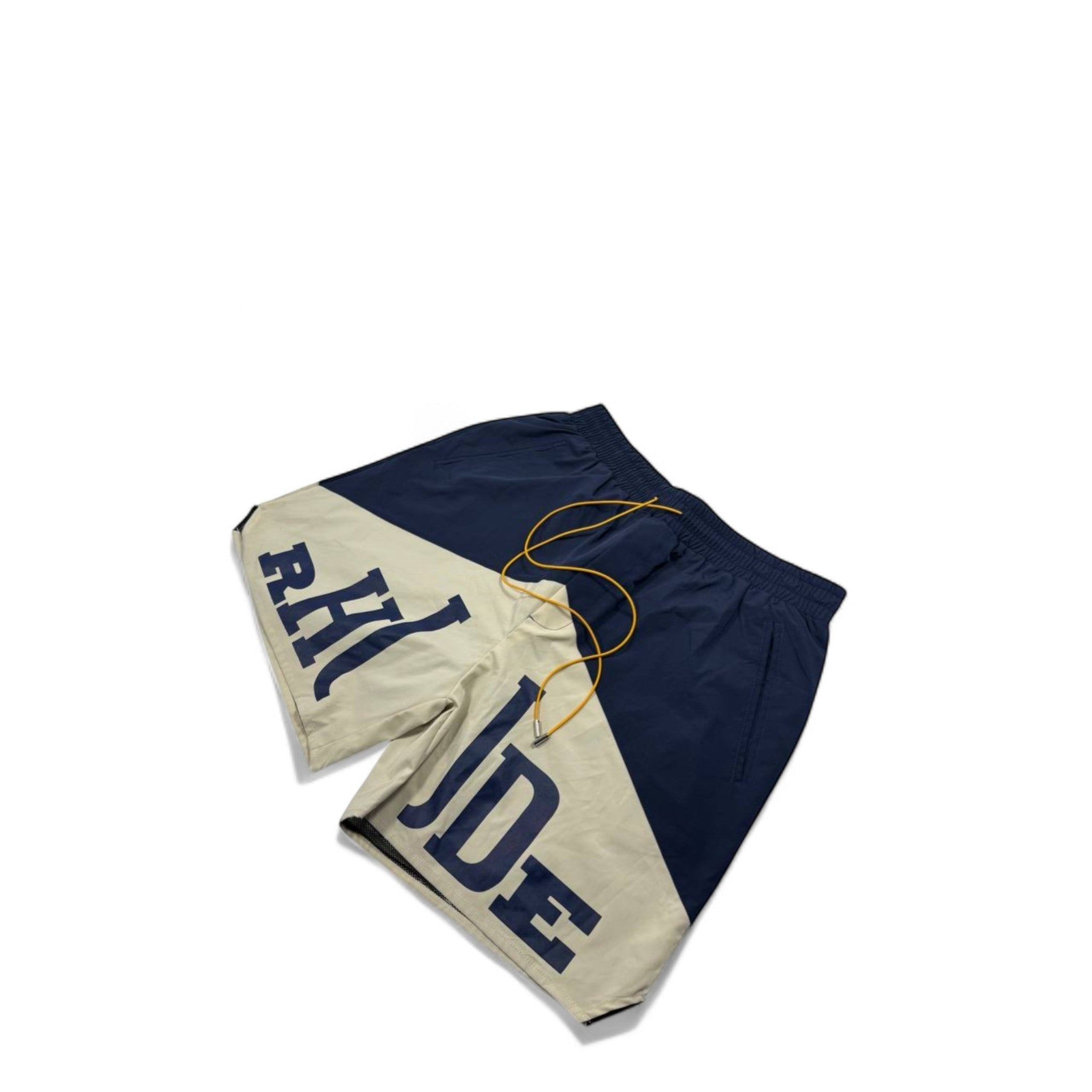 Rhude Panel Logo Swim Shorts – Navy & Cream