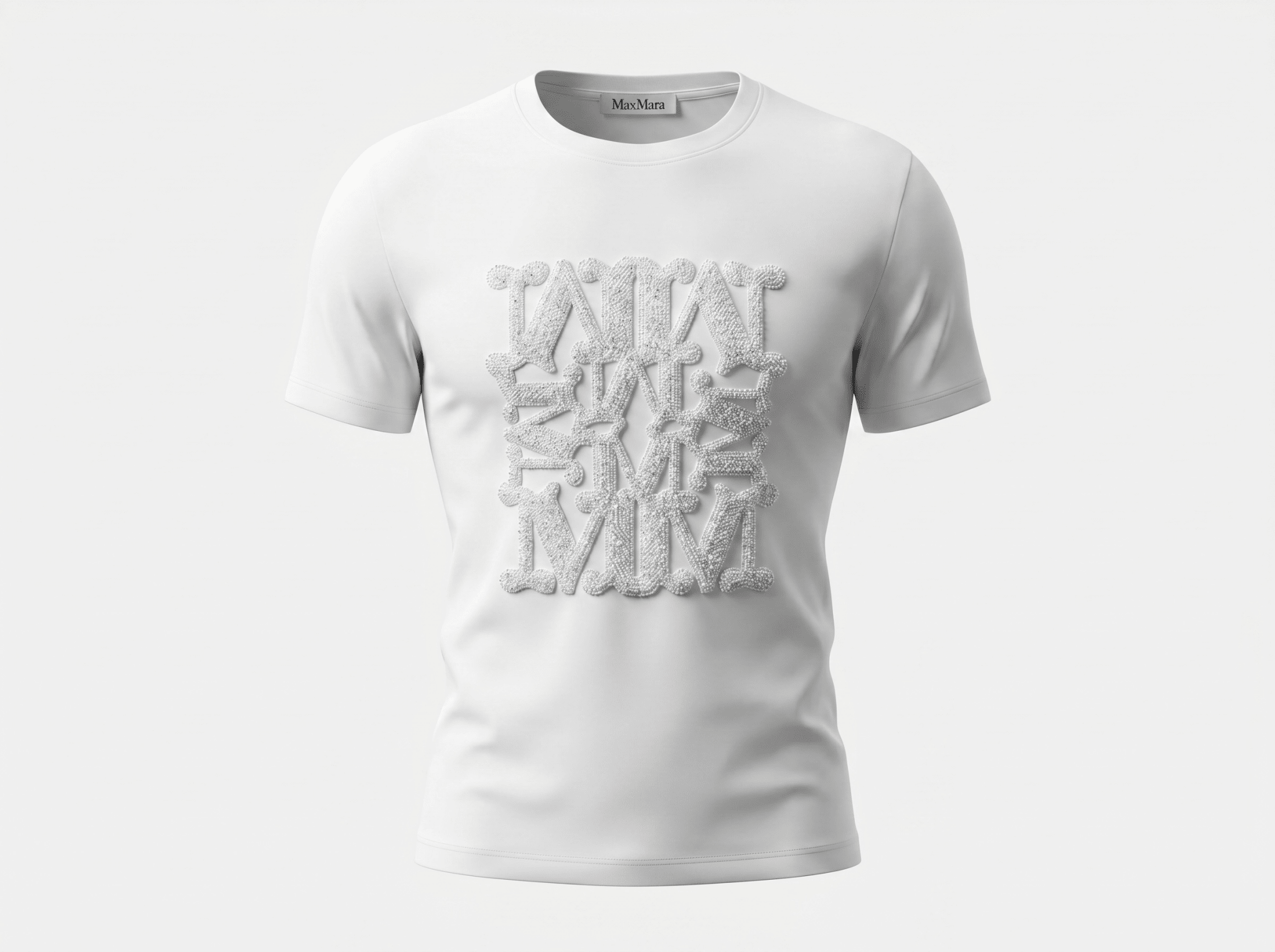 Max Mara Monogram Embossed White T-Shirt π€β¨