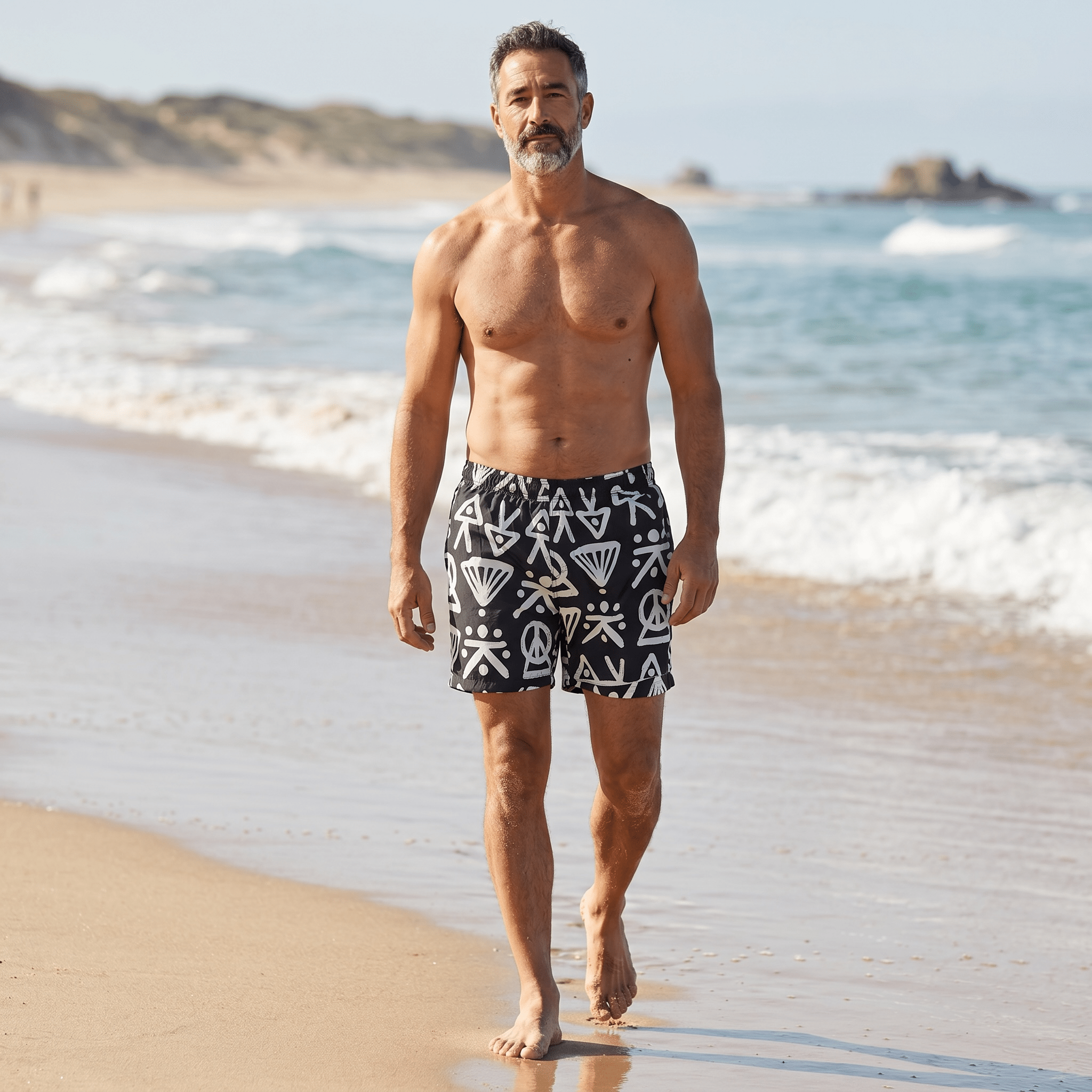Mini Abstract Print Swim Shorts 🖤⚡