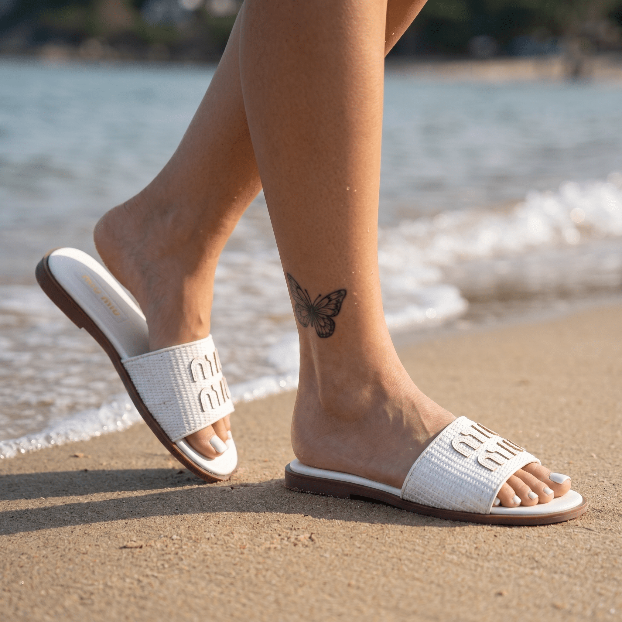 Miu Miu Embroidered Logo Slide Sandals β Elegant Summer Comfort π€
