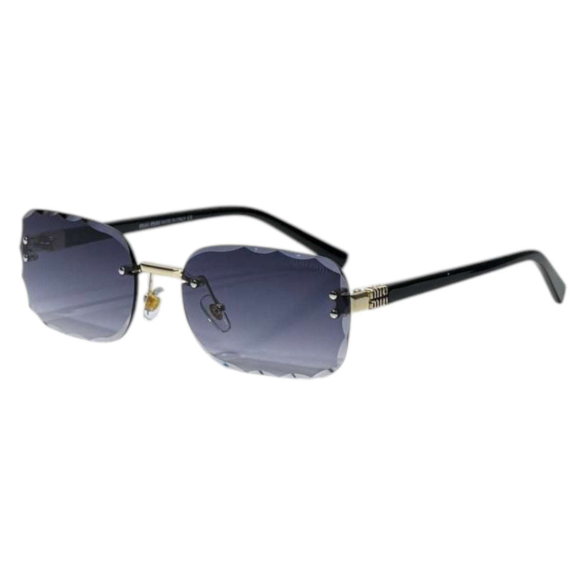 Miu Miu Rimless Geometric Sunglasses — Black & Gold