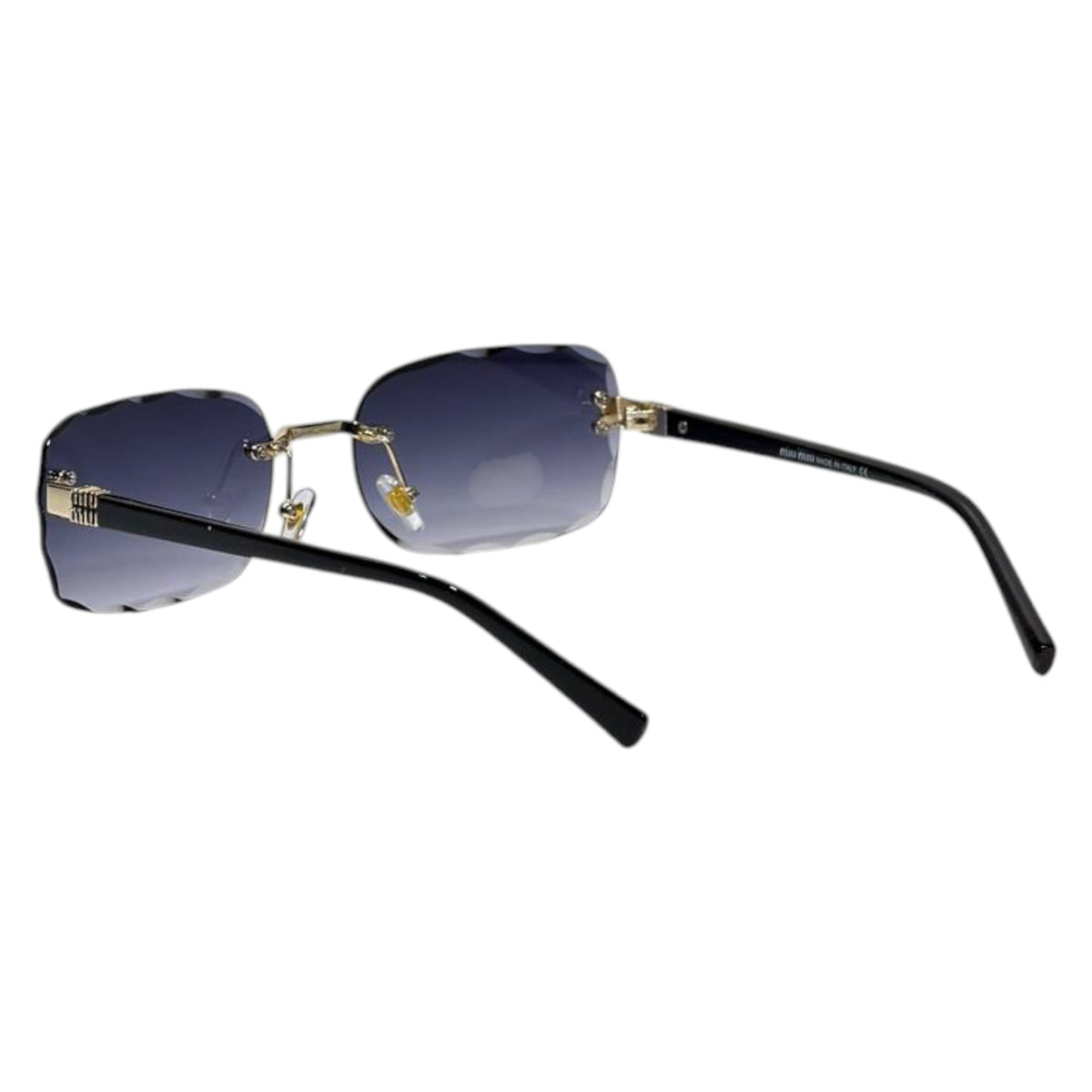Miu Miu Rimless Geometric Sunglasses — Black & Gold