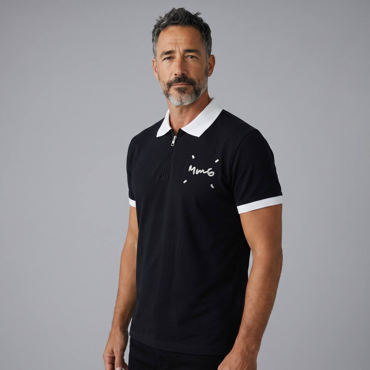 MM6 Maison Margiela Zip Polo T-Shirt β Black & White Edition π€β¨