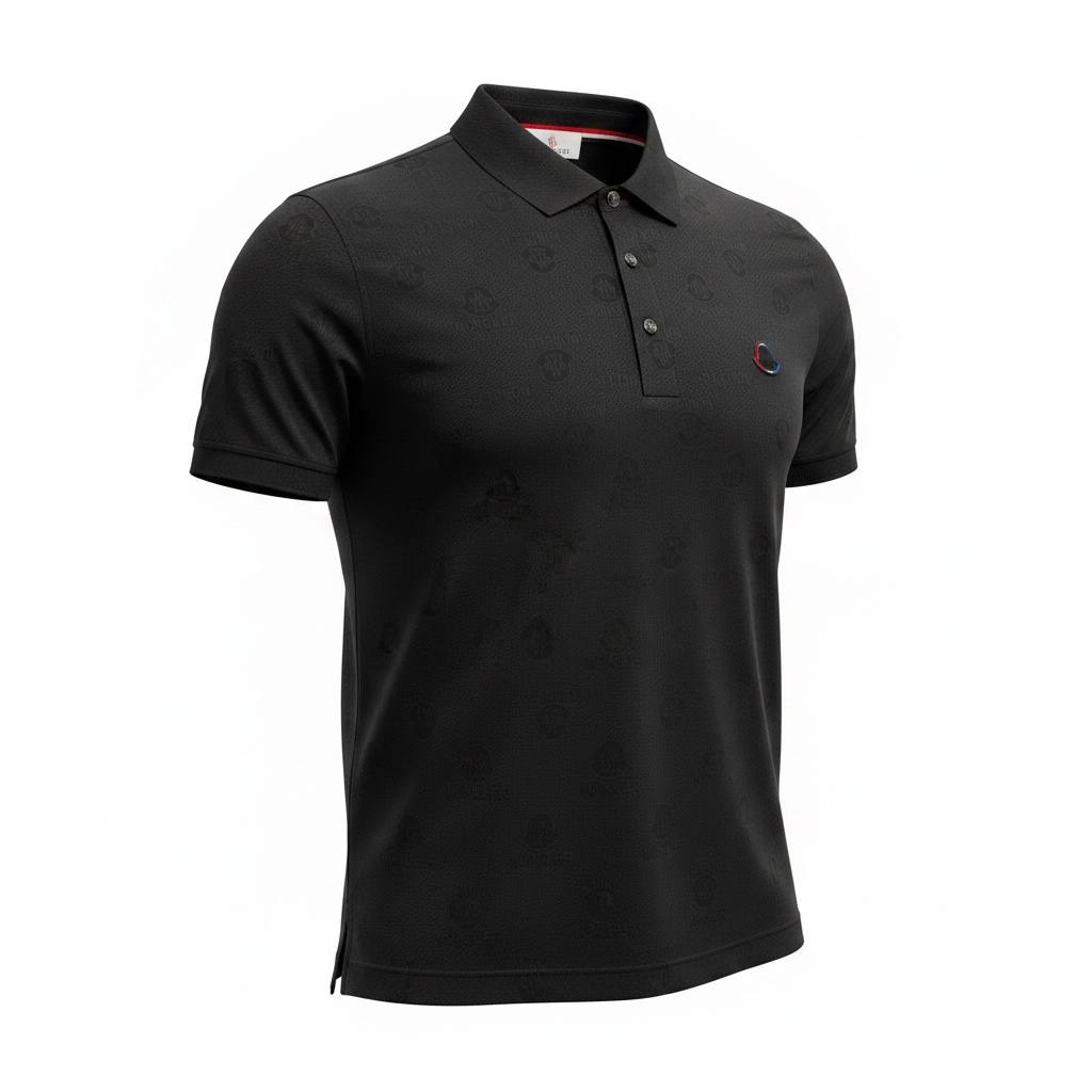 ๐ค Moncler Style Black Polo โ Tonal Logo Luxury Essential ๐๐ฅ