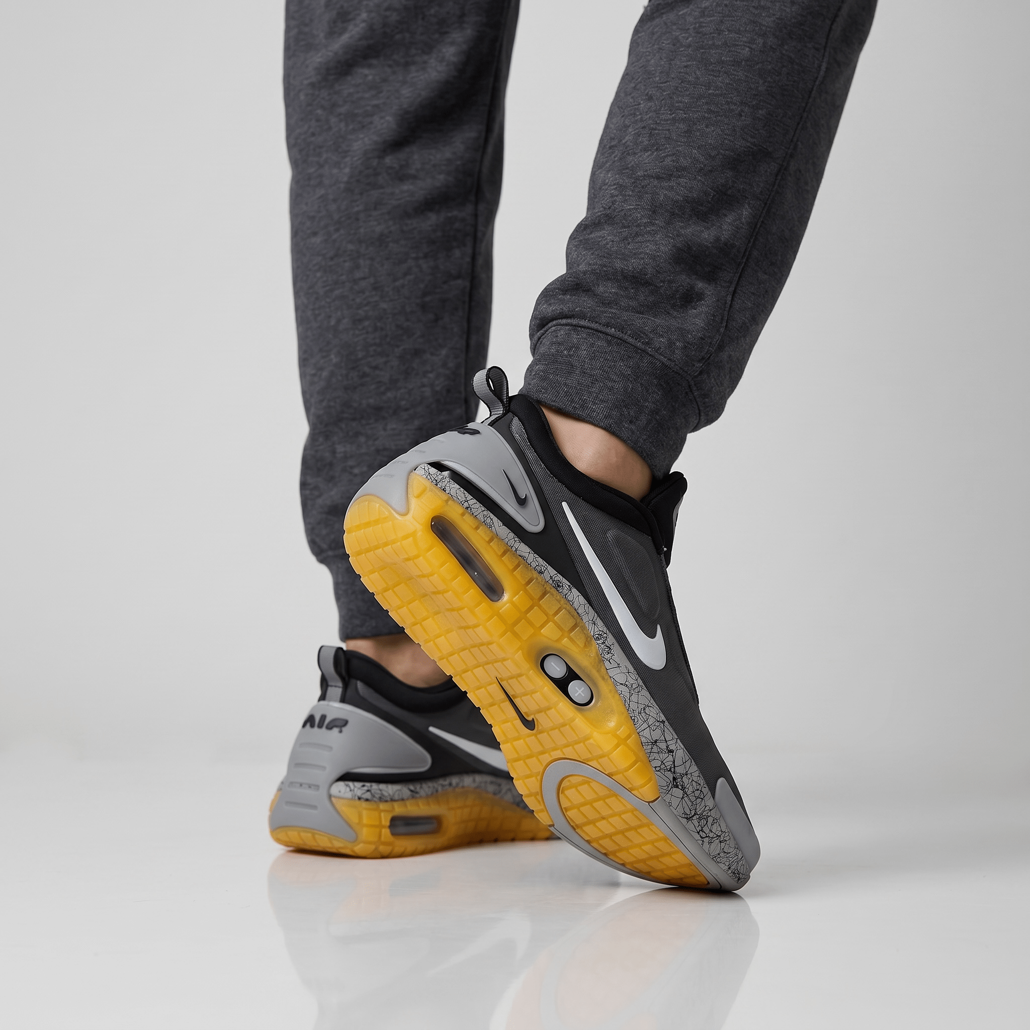 🩶🟡 Nike Air Max Slip-On Sneakers – Grey Volt Edition 👟⚡
