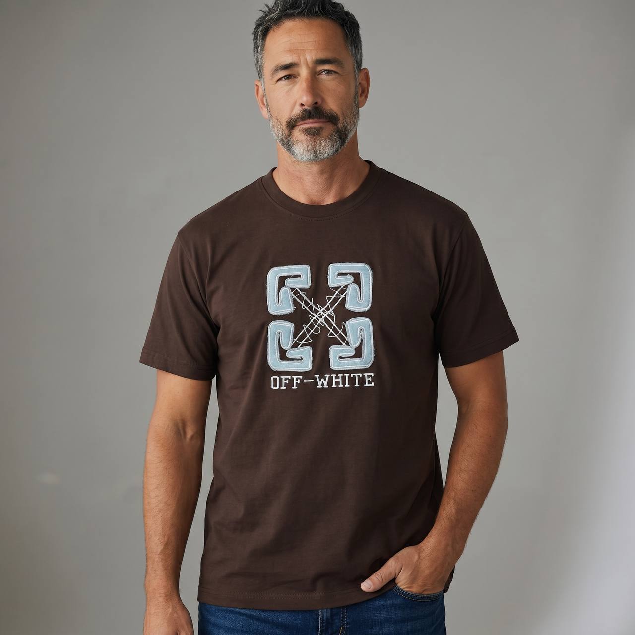 Off-White Arrow Logo Premium T-Shirt β Chocolate Brown π€β¨