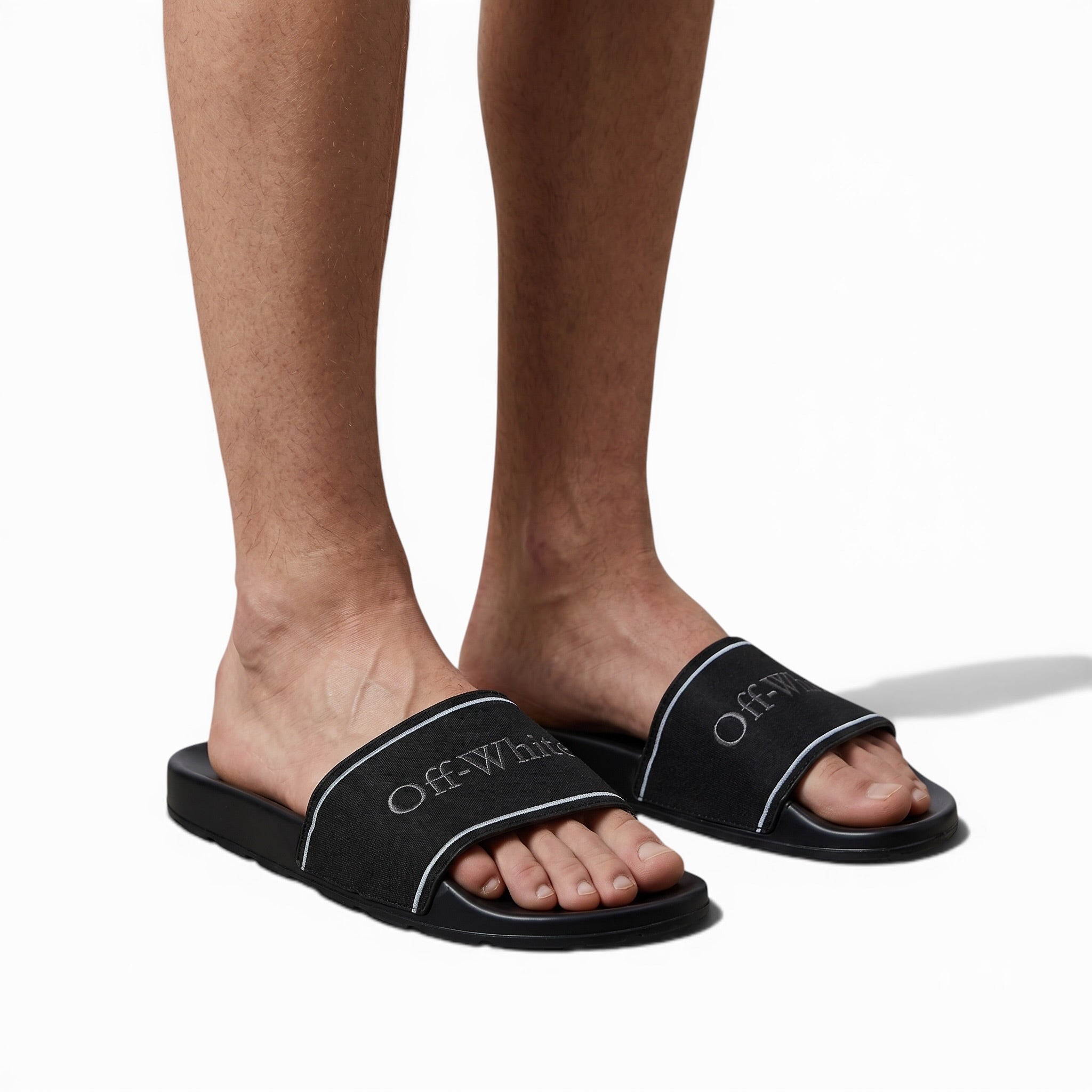 Off-White Black Logo Slides β Premium Streetwear Comfort Sandals π€π‘