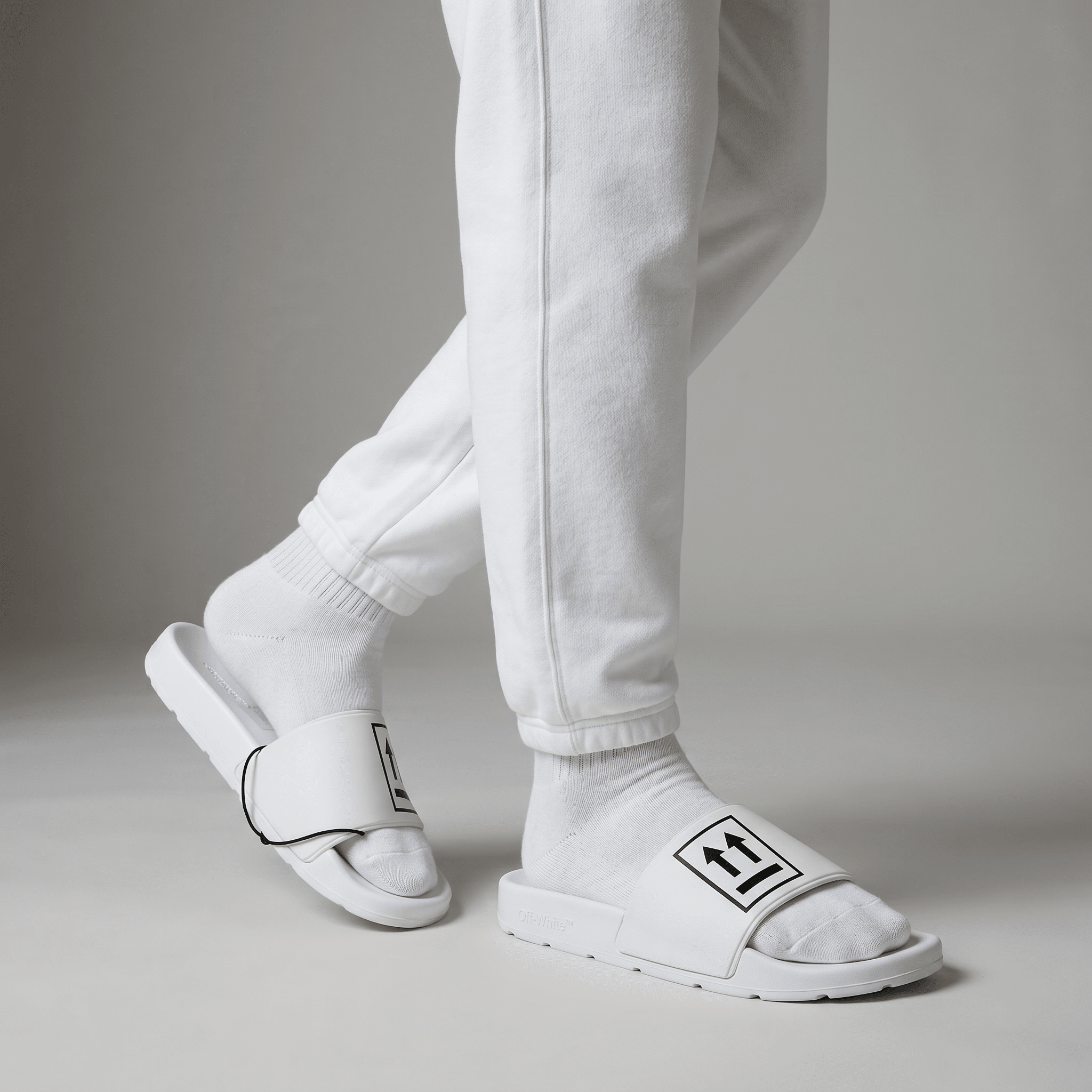 Off-White White Arrow Slides – Clean Street Luxury Sandals 🤍🖤