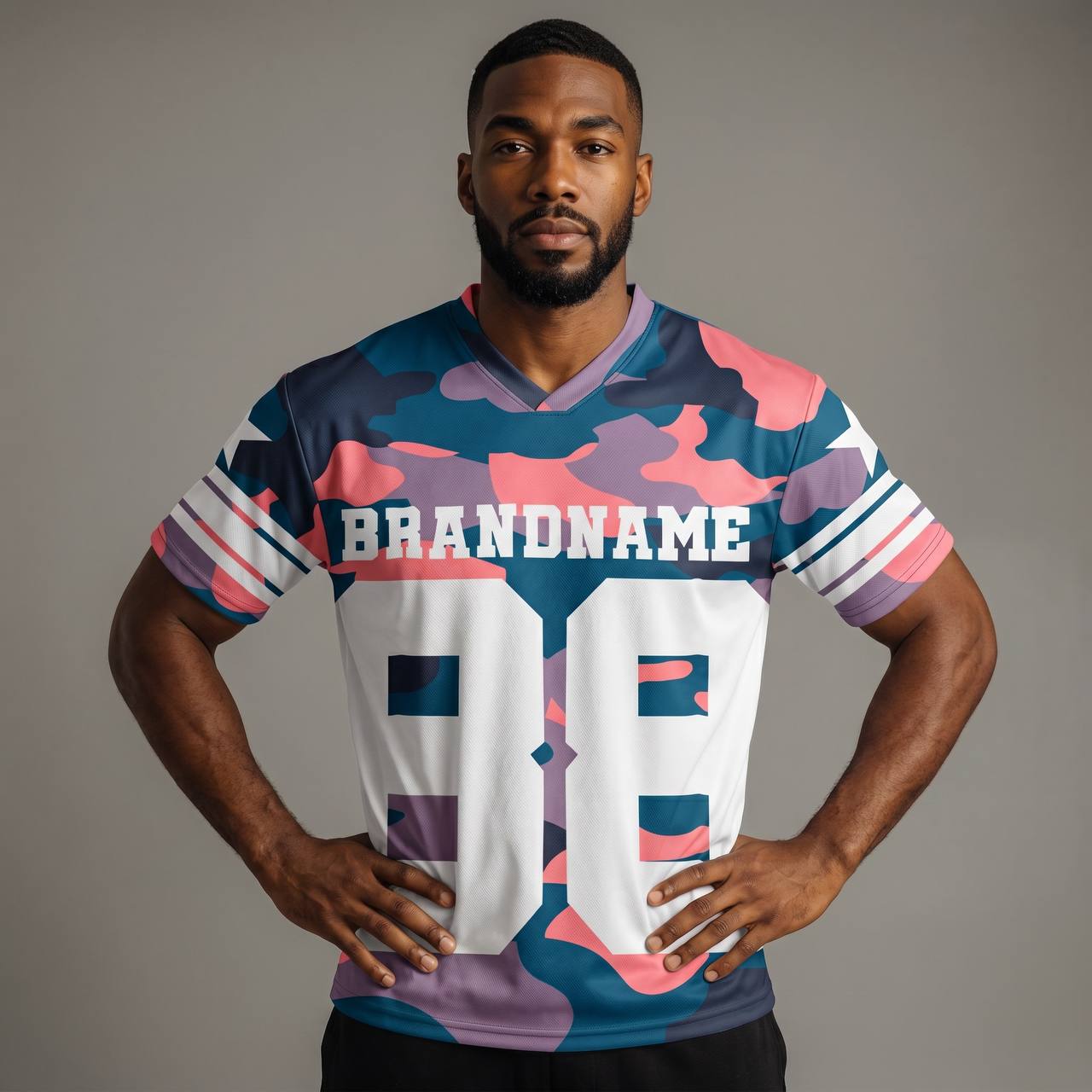 🌈 Pastel Camo 88 Oversized Football Jersey – Modern Streetwear Sports Edition ⚡