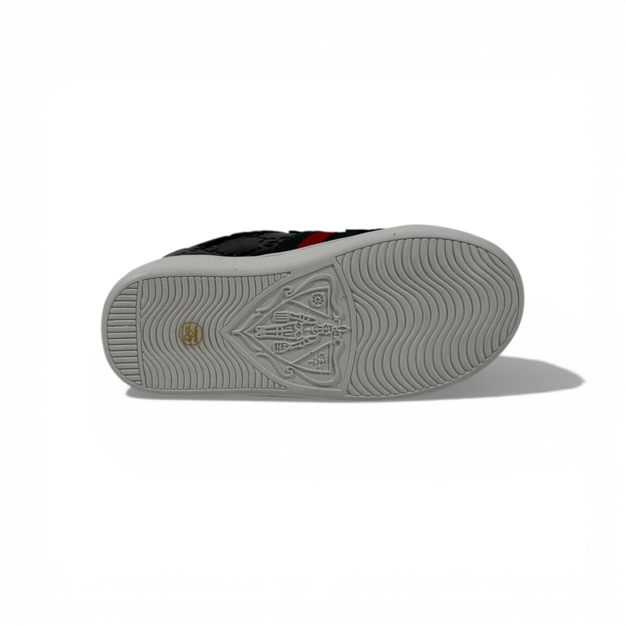Gucci Kids Black Leather Sneakers with Web Stripe โ Luxury Comfort for Little Steps ๐ถ๐๐ค