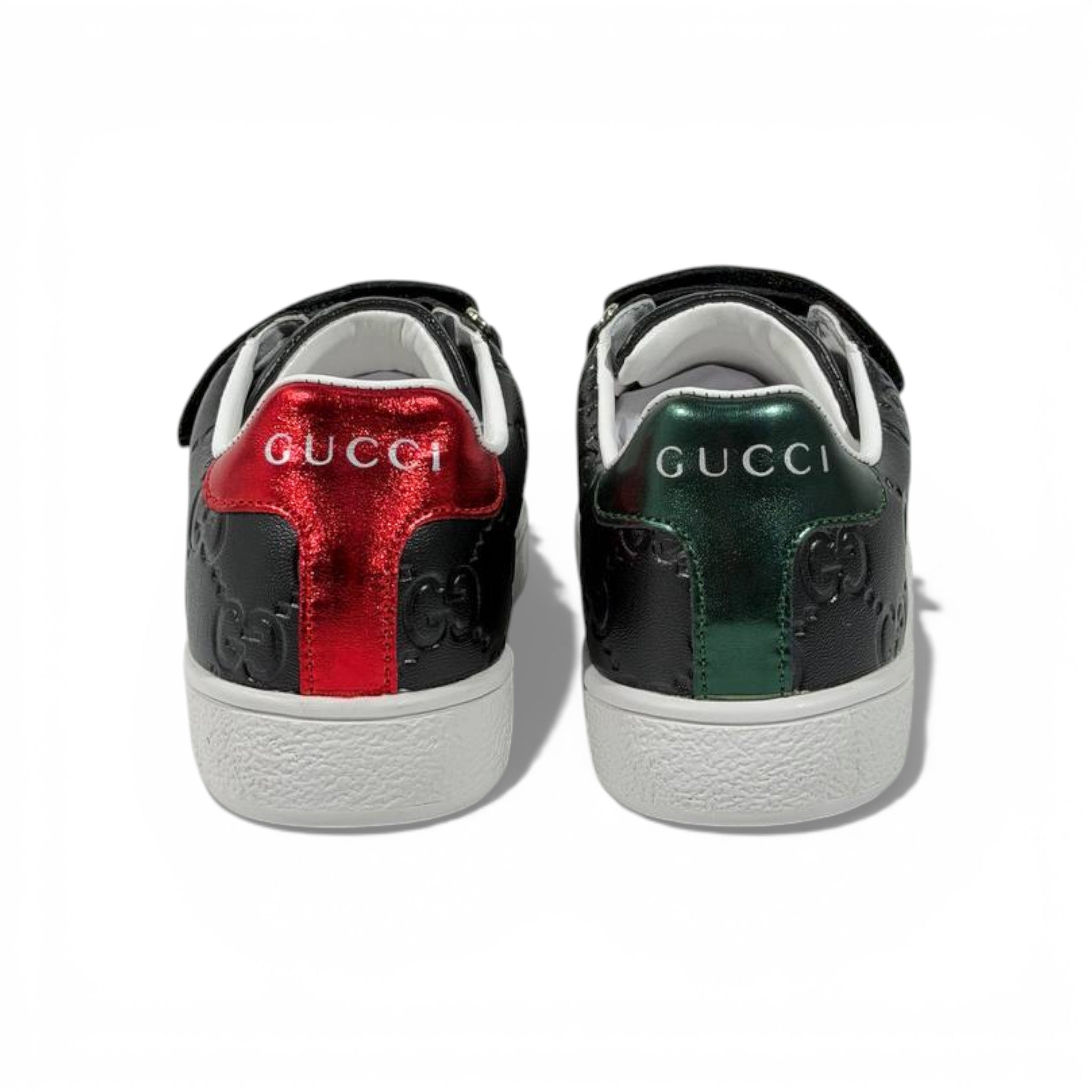 Gucci Kids Black Leather Sneakers with Web Stripe โ Luxury Comfort for Little Steps ๐ถ๐๐ค