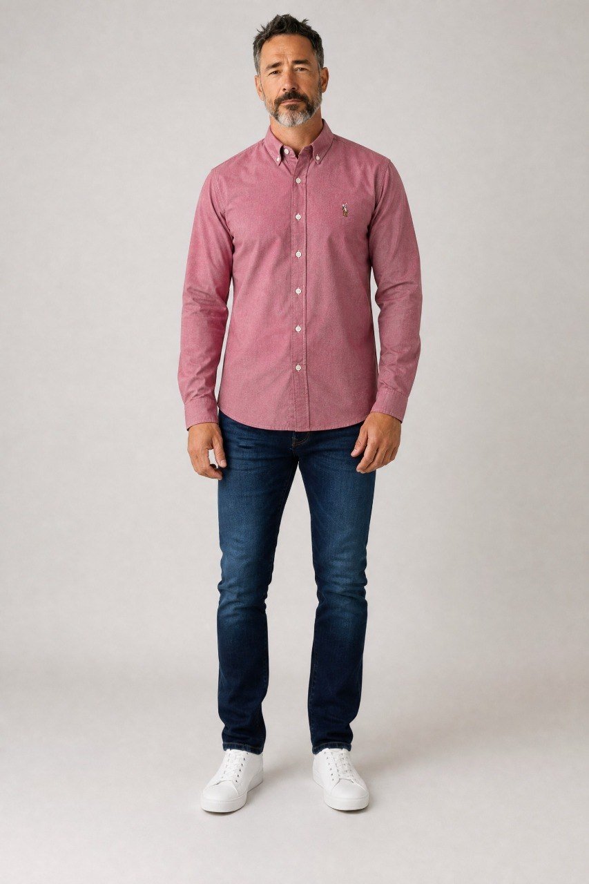 Polo Ralph Lauren Premium Vintage Rose Oxford Button Down Long Sleeve Shirt for Men β Luxury Smart Casual Statement Piece πΉβ¨