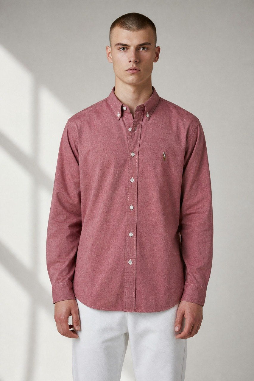 Polo Ralph Lauren Premium Vintage Rose Oxford Button Down Long Sleeve Shirt for Men β Luxury Smart Casual Statement Piece πΉβ¨