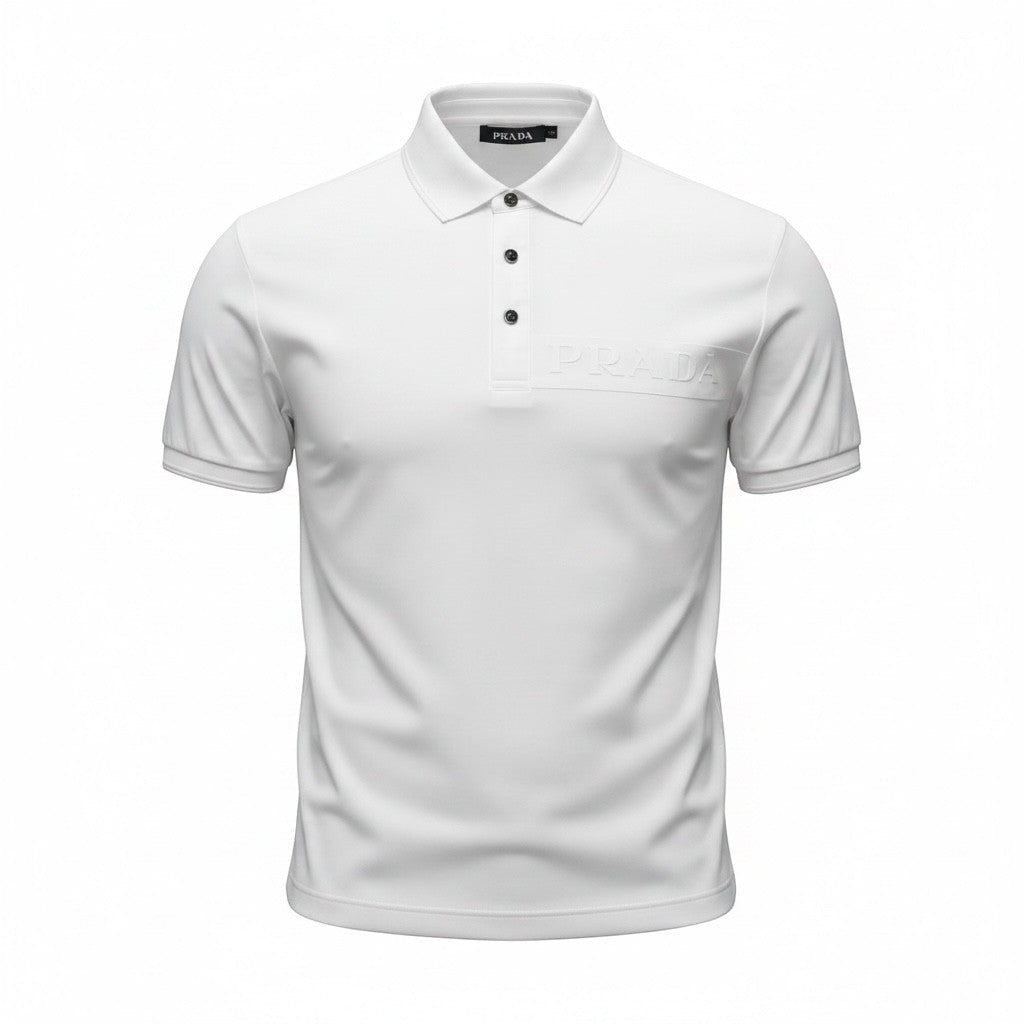 Prada Black Polo Shirt π€β‘ Embossed Logo Edition