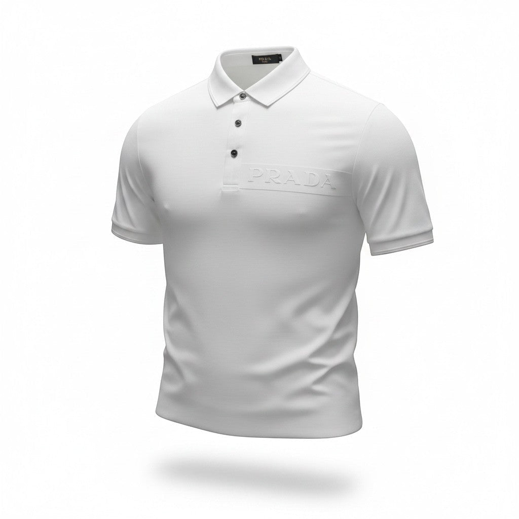 Prada Black Polo Shirt π€β‘ Embossed Logo Edition