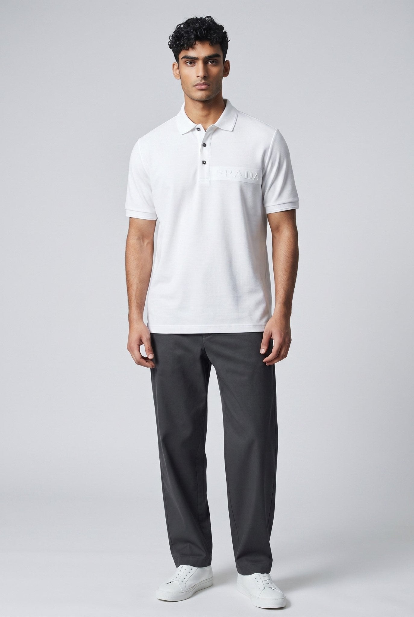 Prada Black Polo Shirt π€β‘ Embossed Logo Edition
