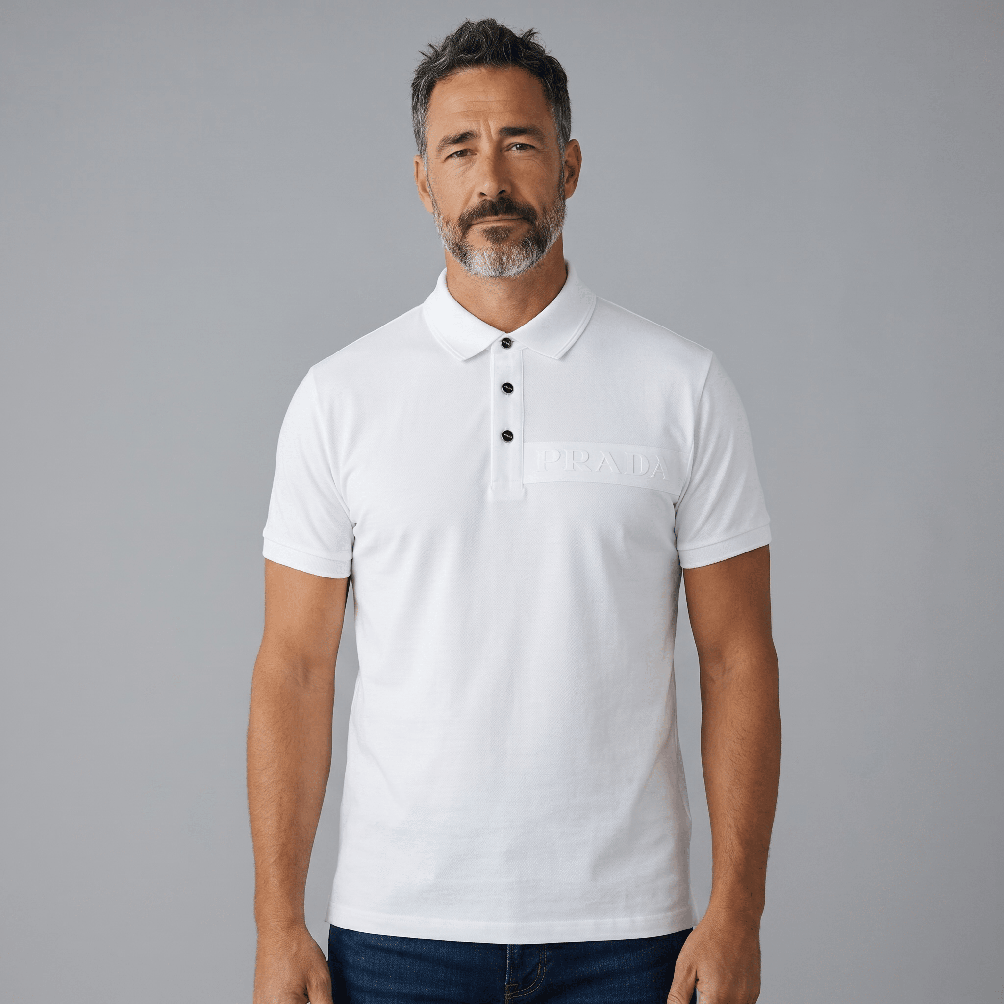 Prada Black Polo Shirt π€β‘ Embossed Logo Edition