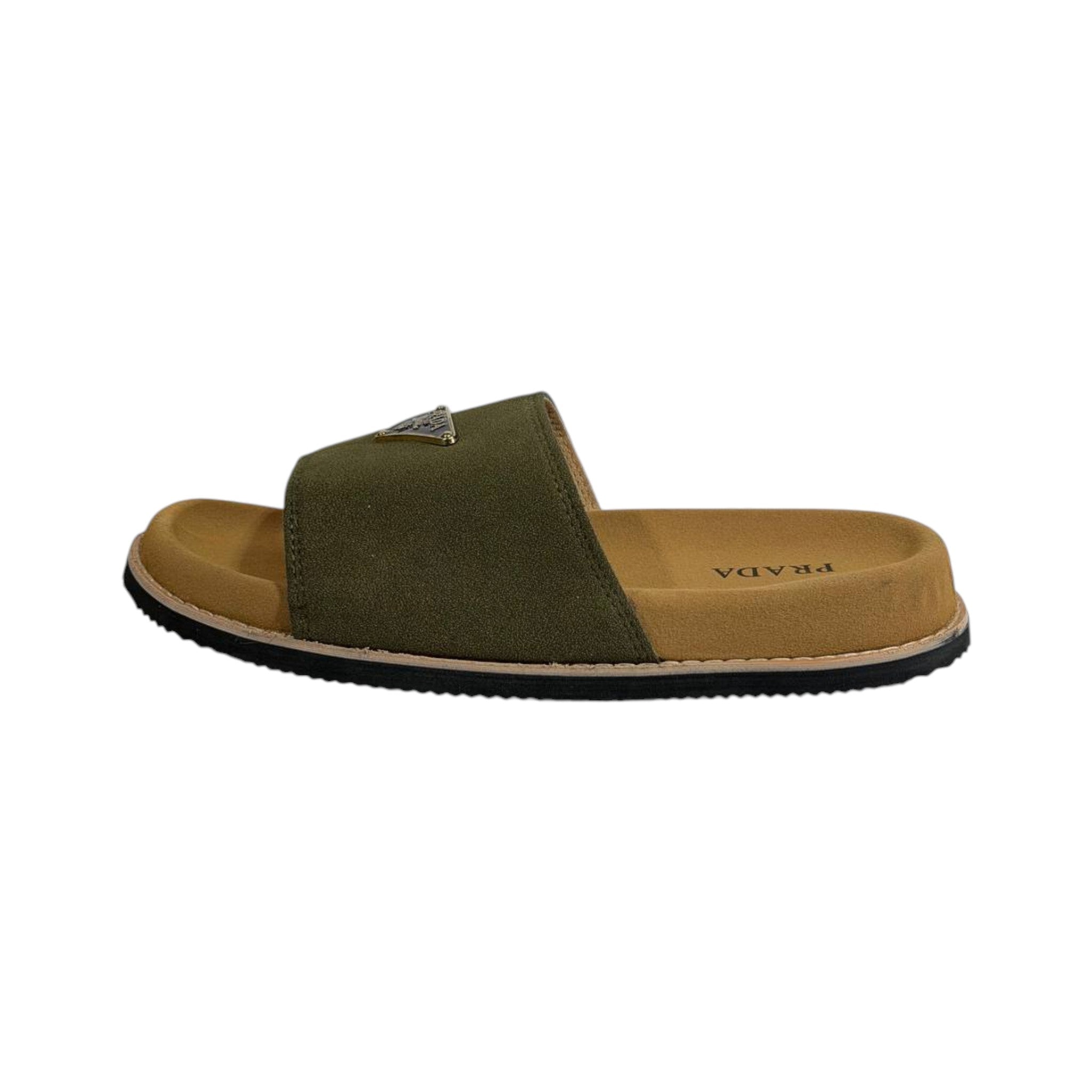 Prada Olive Comfort Slides – Luxury Minimal Summer Sandals 💚👡