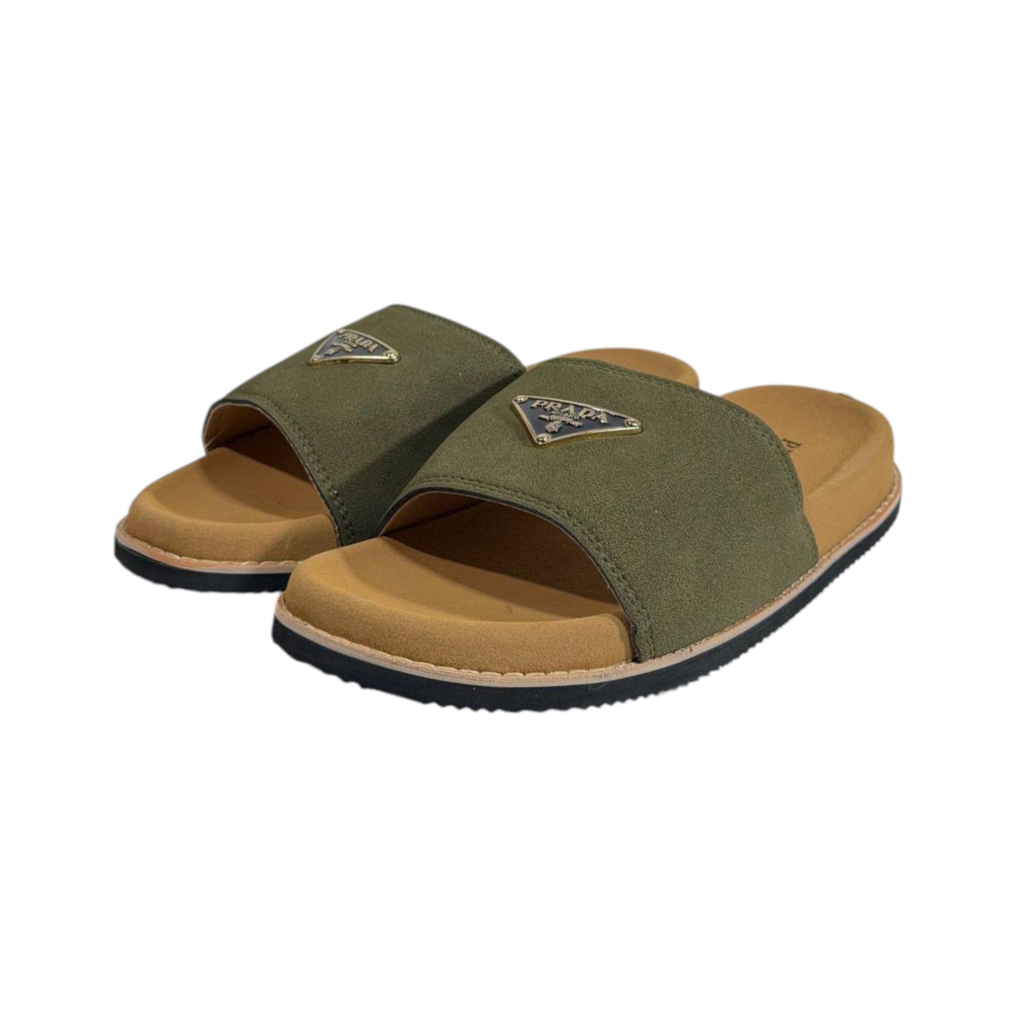 Prada Olive Comfort Slides β Luxury Minimal Summer Sandals ππ‘