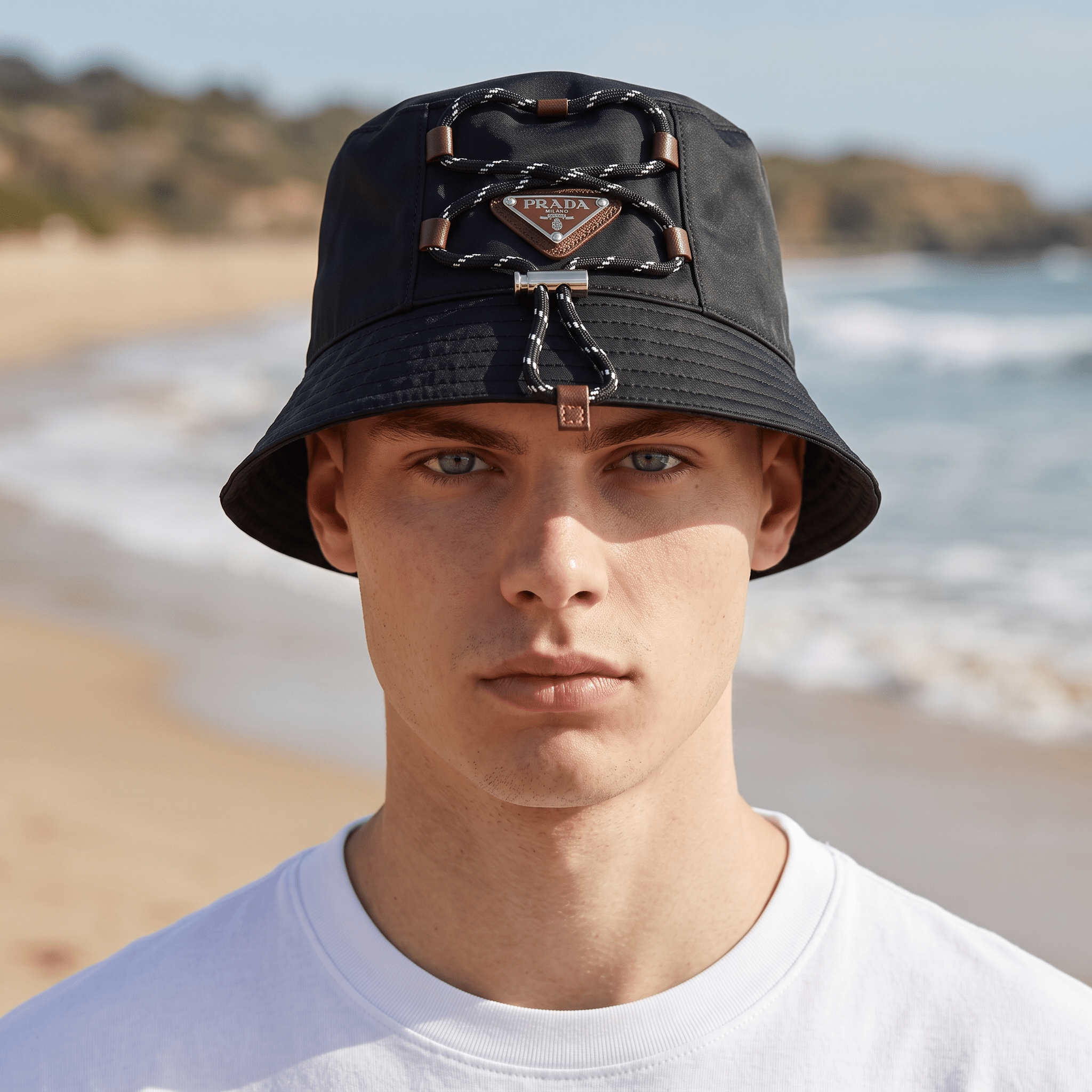 Prada Rope Detail Bucket Hat β Black