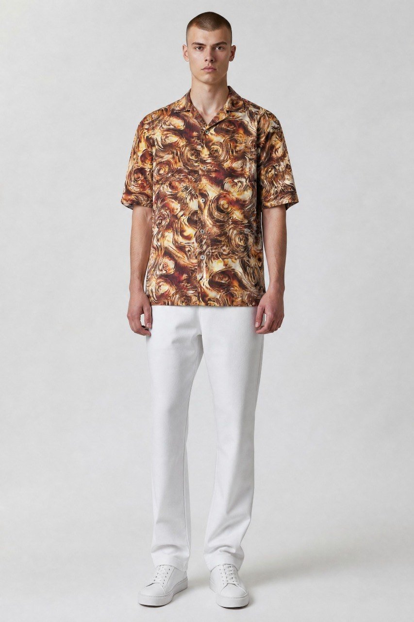 Premium Abstract Marble Print Short Sleeve Resort Shirt for Men β Relaxed Fit Summer Statement Button-Up π₯π€