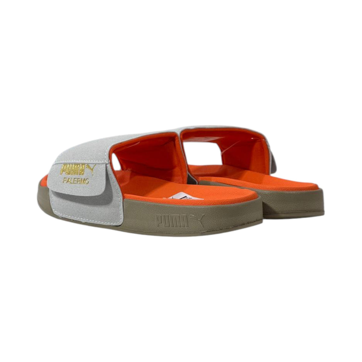 Puma Palermo Comfort Slides — Grey & Orange