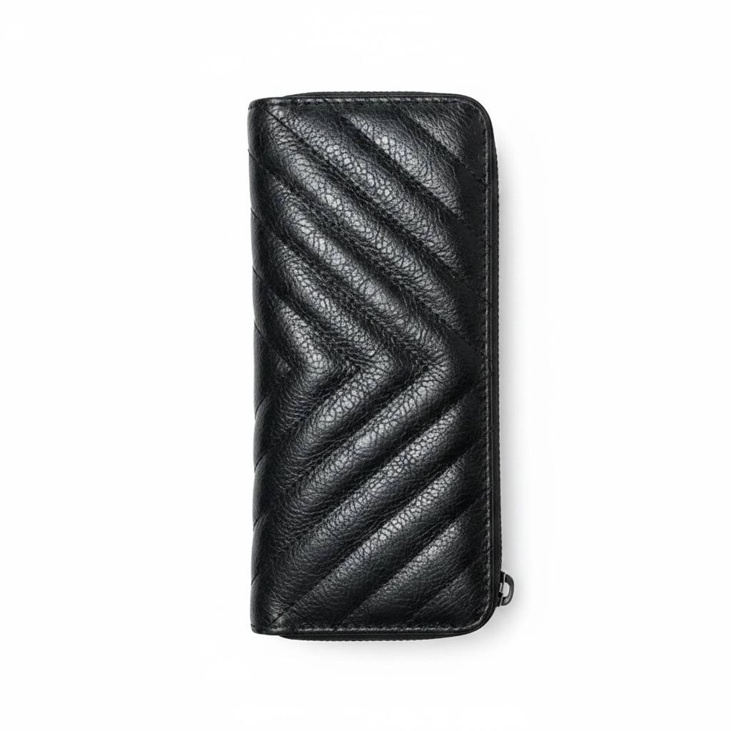 Saint Laurent Inspired Black Quilted Zip Wallet 🖤✨ Luxury YSL Style Long Wallet