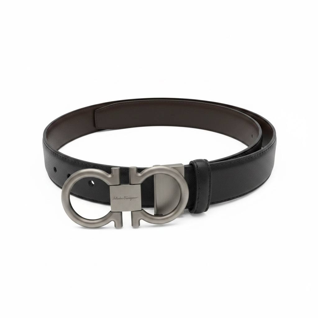 ✨ Salvatore Ferragamo Gancini Reversible Leather Belt 115CM – Black & Brown