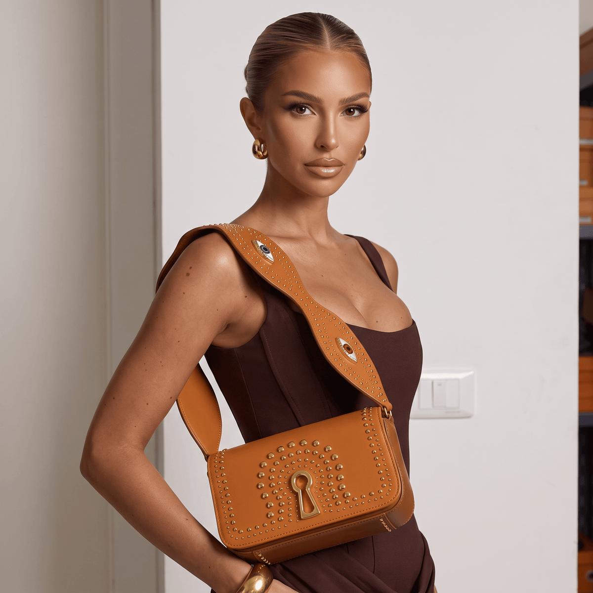 π§Ώ Schiaparelli Eye Studded Leather Crossbody Bag