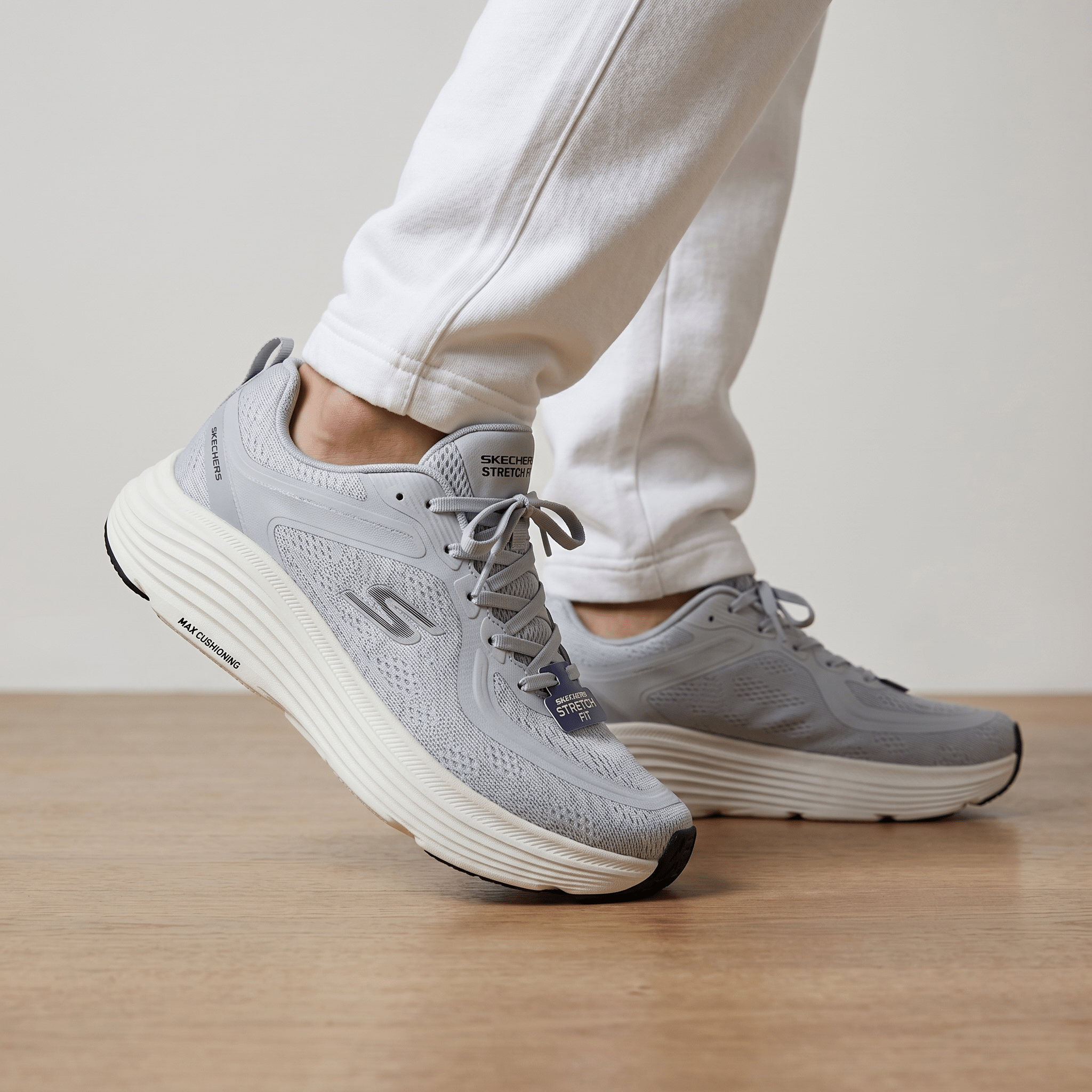 π€ Skechers Max Cushioning Running Shoes β Light Grey