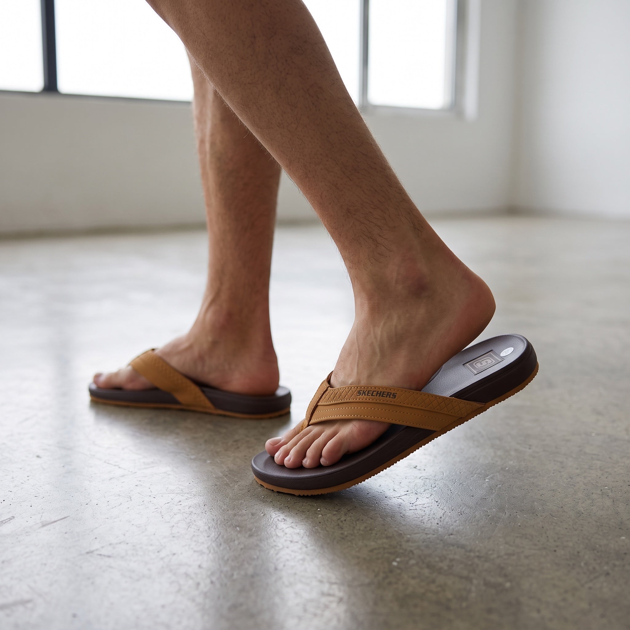 Skechers Men's Flip Flops β Tan Brown Comfort π©΄