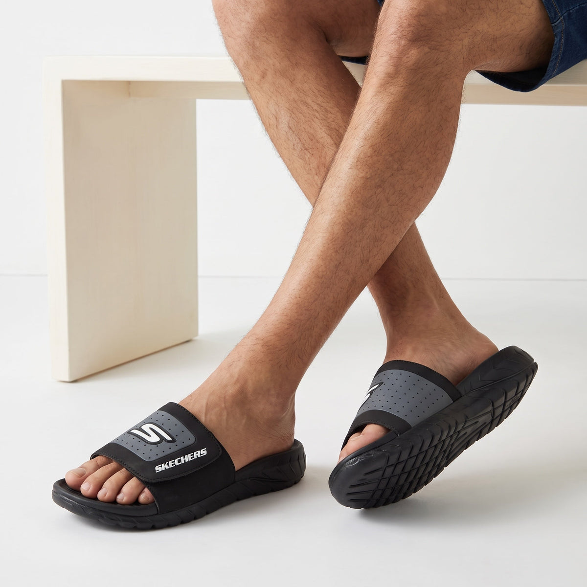 Skechers Slide β Black & Grey