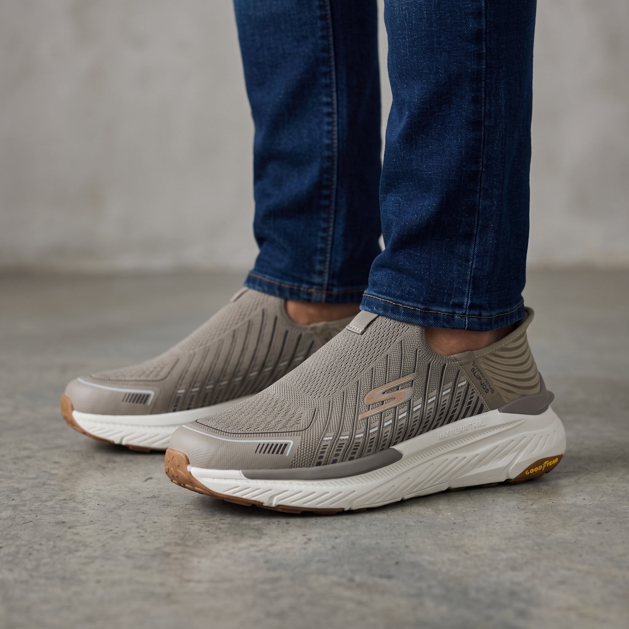 Skechers Slip-Ons β Taupe Performance Runner π